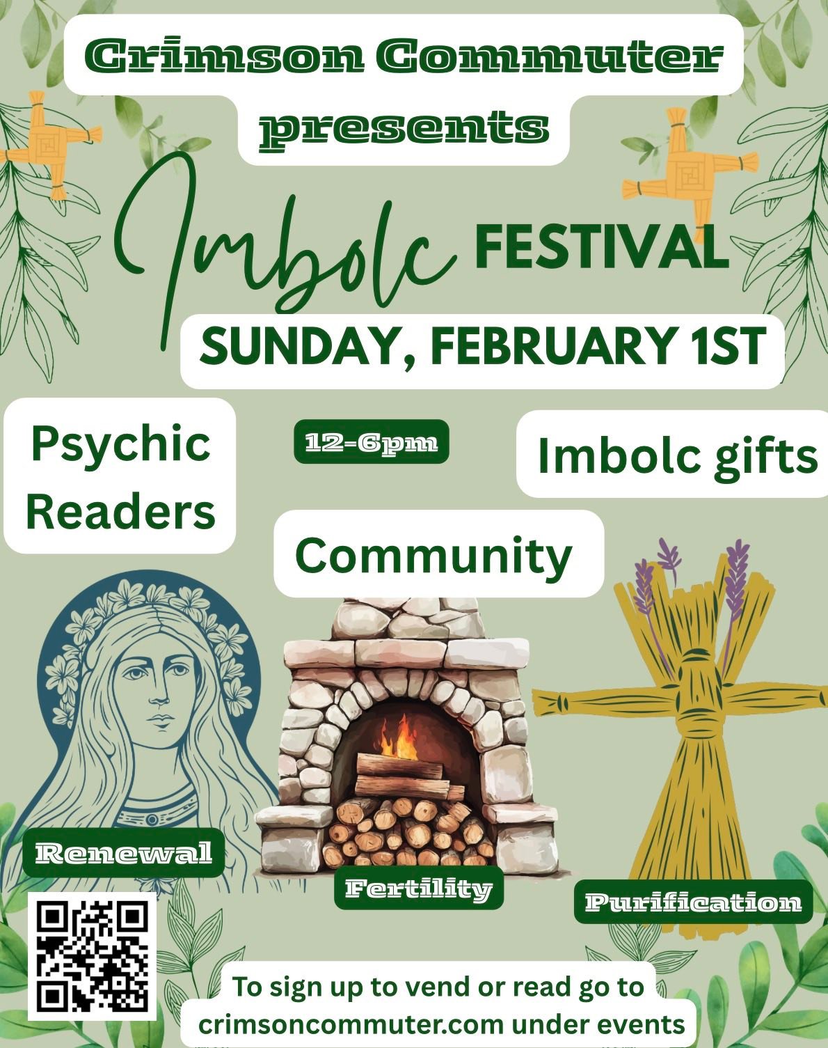 See you this Sunday to celebrate the midway point to spring with Psychics, Mediums, & Vendors! Shop all your favorite items to celebrate Imbolc & we have all your full moon items too since we are having a full moon in Leo ♌️ on that same day see you at Crimson Commuter!