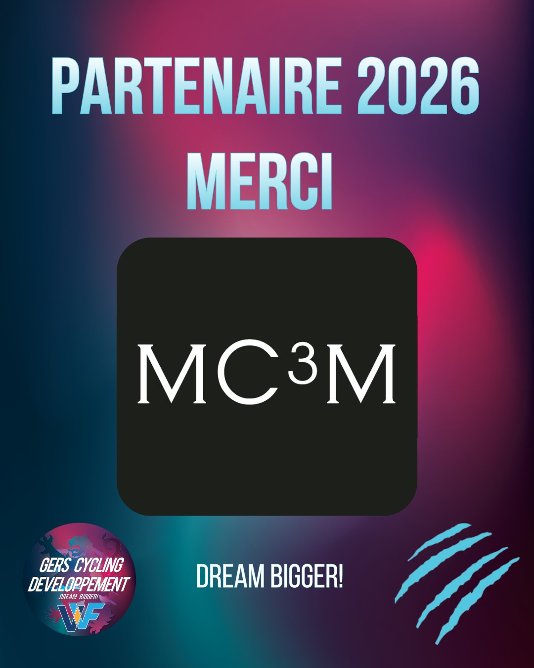 🔹 Partenaire du Gers Cycling Développement 🔹
L’image et l’identité font pleinement partie d’un projet sportif structuré.
Avec MC3M, le Gers Cycling Développement s’appuie sur un partenaire capable d’accompagner le club sur l’ensemble de ses supports de visibilité.
👉 Sport : textile et matériel
👉 Pro : vêtements de travail et textile de communication
👉 Pub : objets publicitaires et cadeaux d’affaires
👉 Print : marquage textile, papier et supports imprimés
👉 Event : accompagnement événementiel
MC3M accompagne clubs et organisations dans la création de supports personnalisés pour faire vivre les couleurs, les valeurs et l’esprit collectif, sur et en dehors du terrain.
🤝 Merci à MC3M pour son engagement aux côtés du GCD.
Rêvons plus grand, ensemble 🚴♂️✨