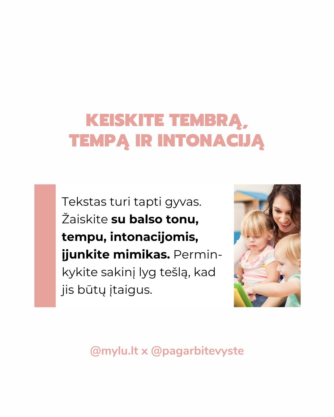 KAIP SKAITYTI VAIKAMS? 🔊Monotoniškas skaitymas ne tik nuobodus, bet ir nenaudingas smegenims! Jei skaitote greitai, kūdikis neskiria, kur prasideda ir baigiasi žodis – jam tai skamba kaip vienaaaaa ilgaaaa kalbaaaa.
Neuroedukatorė Žydrė Dargužytė-Černiauskienė Mylu.lt tinklalaidėje „Pagarbi tėvystė“ dalinasi 3 būdais, kaip paversti tekstą gyvu malonumu klausytis:
🎶Garsų akcentavimas: Skaitykite lėtai. Kartokite ir išryškinkite svarbius garsus, pvz., M... M... Myliu tave. Tai padeda formuoti kalbą.
🤸♀️Balso žaismas: Keiskite intonacijas, tempą, net mimikas! Tai taip įrašoma į smegenis kaip vertingesnė informacija.
🤝Įveiklinimas: Susiekite žodžius su fiziniu veiksmu. Sakydami „noriu“, suspauskite kumščius; kalbėdami apie meilę, prisilieskite. Taip vaikas iškart mokosi kokybiškos žodžio reikšmės.
🛤O kaip dėl iliustracijų? Jos tokios pat svarbios kaip tekstas! Analizuodami iliustracijas, klauskite vaiko: „Ką, tavo manymu, šis veikėjas daro?“ Tai lavina refleksiją ir parodo, kad jo atsakymas yra svarbus!
Viso tinklalaidės epizodo „025: Ankstyvojo skaitymo svarba“ klausykite mylu.lt arba jums patinkančiose muzikos platformose.
👉 Išbandykite šiuos patarimus jau šį vakarą ir stebėkite vaiko reakciją!
- Dovilė 🤍 @pagarbitevyste
⠀
#pagarbitevyste #pagarbitėvystė #motinyste #naujagimis #kudikis #skaitymas #skaitymonauda #knygoskudikiams #skaitymaskudikiams #skaitymasvaikams #tėvystė #motinystė #vaikas #kūdikis #kūdikiomiegas #tinklalaidepagarbitevyste #AnkstyvasisSkaitymas #KalbosRaida #VaikuAuginimas #Neuroedukacija #SkaitymasKudikiams #SkaitymoMetodika #KaipSkaityti #VaikuKalba #Intonacija #MyluLt