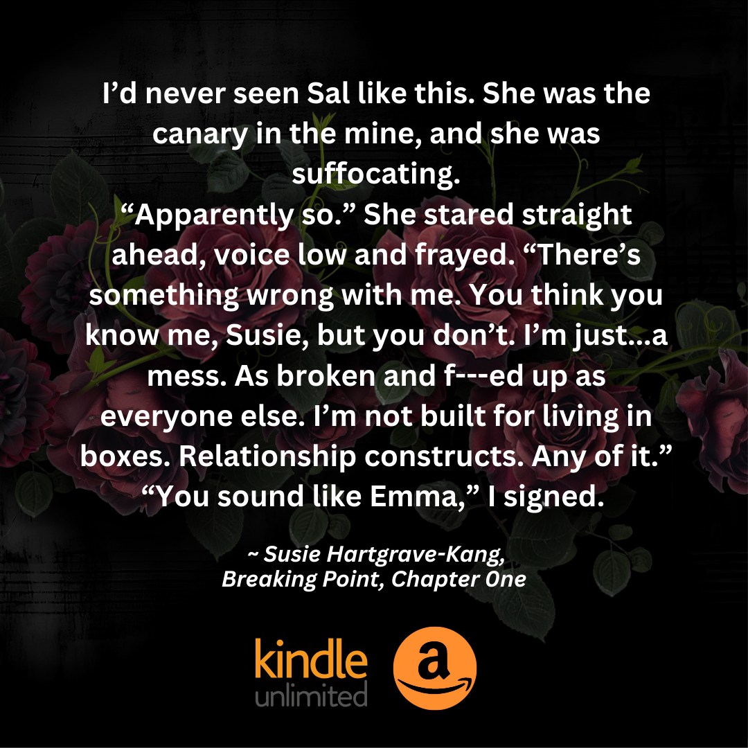 📣 BREAKING POINT
March 25, 2026
Emma is losing herself in a relationship that’s quietly destroying her.
Liam is spiralling under the weight of heartbreak.
Susie sees more than she admits, and feels more than she can carry.
Dan is partying like he has nothing left to lose.
Max is the backbone, fighting to keep them from falling apart.
And Sal is standing on the edge of self-destruction.
This is a story about music, memory, and the people we fight for when we have nothing left.
#romancebooks