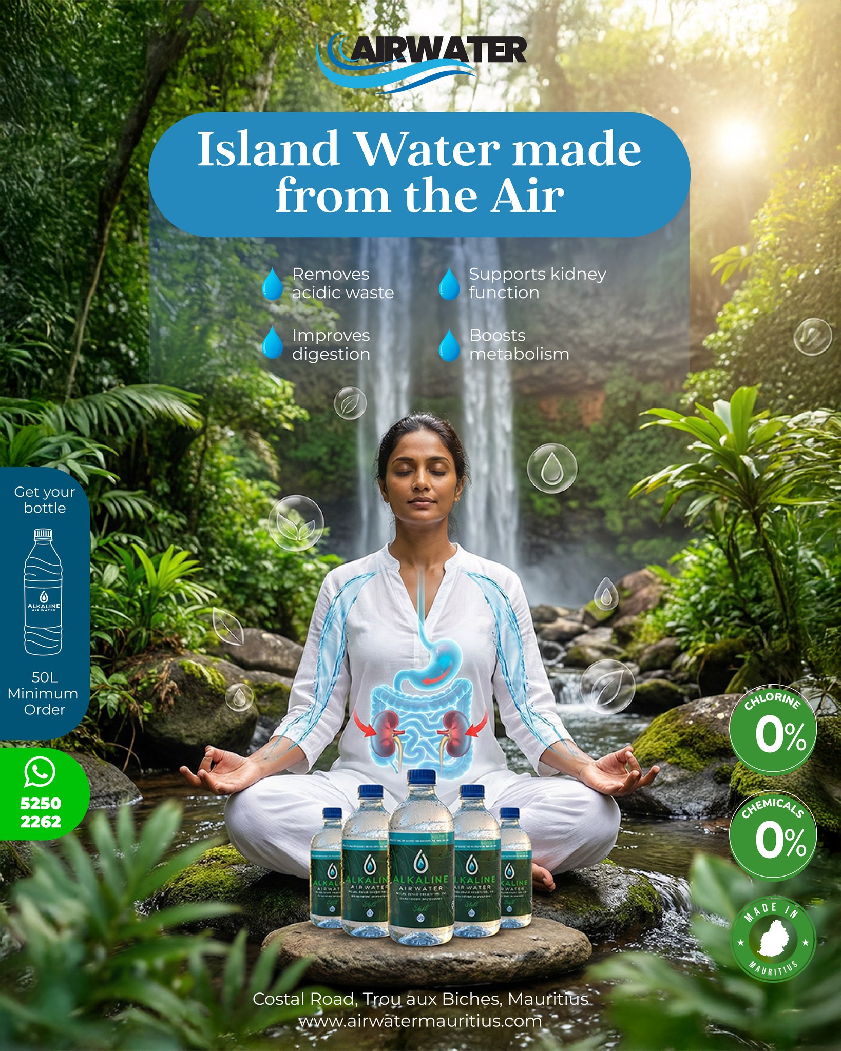 🌿 Flush Out Toxins Daily! 🚿
Pure as Air, Powerful as Nature 💧
Alkaline water = Your body's natural cleanser! ✨
✅ Removes acidic waste
✅ Supports kidney function
✅ Improves digestion
✅ Boosts metabolism
Clean body = Clean mind! 🧘♀️
📲 Order Now via WhatsApp: 52502262
💬 Message us for delivery details & special offers!
#Detox #CleanLiving #AlkalineWater #Wellness #AirWater #Mauritius