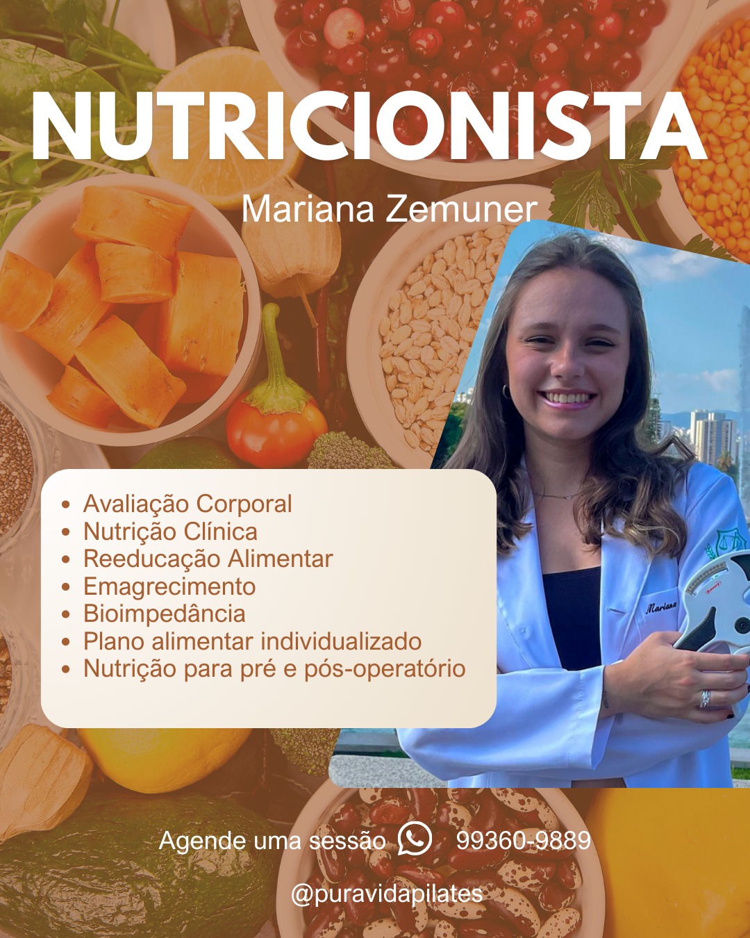 🥗 Sua saúde começa no prato!
✔ Avaliação corporal
✔ Bioimpedância
✔ Reeducação alimentar
✔ Emagrecimento saudável
✔ Nutrição clínica e pré/pós-operatório
@nutrimarizemuner
✨ Mais energia. Mais saúde. Mais qualidade de vida.
📲 Agende sua consulta e comece hoje!