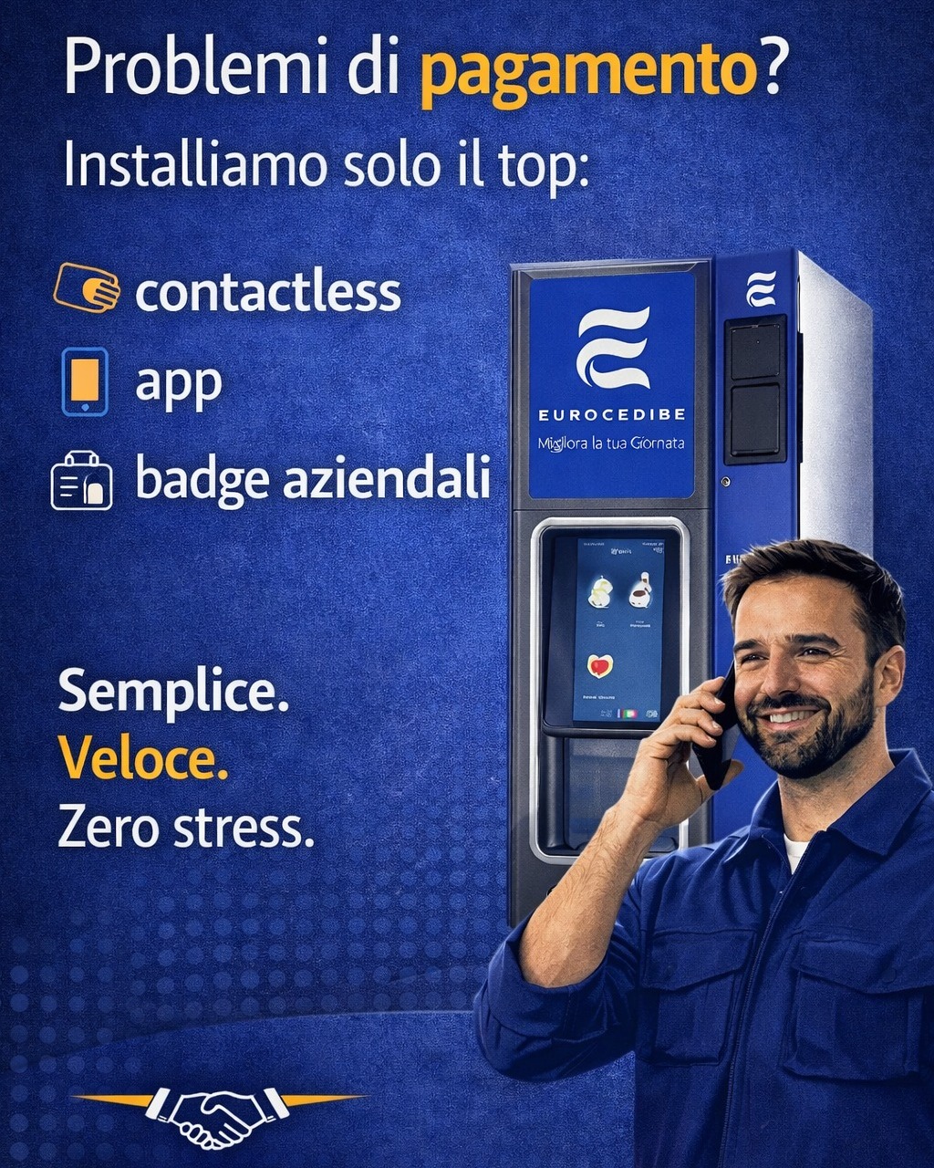Quando il caffè è un tentativo (e non un piacere) ☕🚫
La macchinetta non accetta le monete.
Il lettore di banconote è bloccato.
Il collega si innervosisce. E la pausa diventa una missione impossibile. 😤
Non è solo un piccolo guasto.
È un segnale chiaro: tecnologia vecchia, assistenza assente, fornitore che si è perso per strada.
E nel frattempo?
Si perde tempo, pazienza e... produttività.
Con noi è tutta un’altra storia.
Installiamo solo sistemi di pagamento moderni e affidabili:
💳 contactless
📱 app
🎫 badge aziendali
E soprattutto, li teniamo sempre attivi e funzionanti.
Perché la pausa dev’essere semplice, veloce, senza attriti. Proprio come dovrebbe essere un buon servizio.
I tuoi sistemi di pagamento stanno facendo le bizze?
Parliamone. Ti raccontiamo come possiamo risolvere il problema prima ancora che si presenti:
🌎 https://www.eurocedibe.it/miglioralatuagiornata
📞 800.943.011
📧 info@eurocedibe.it
#Eurocedibe #StopGuasti #PausaSenzaStress #Cashless #VendingEfficiente