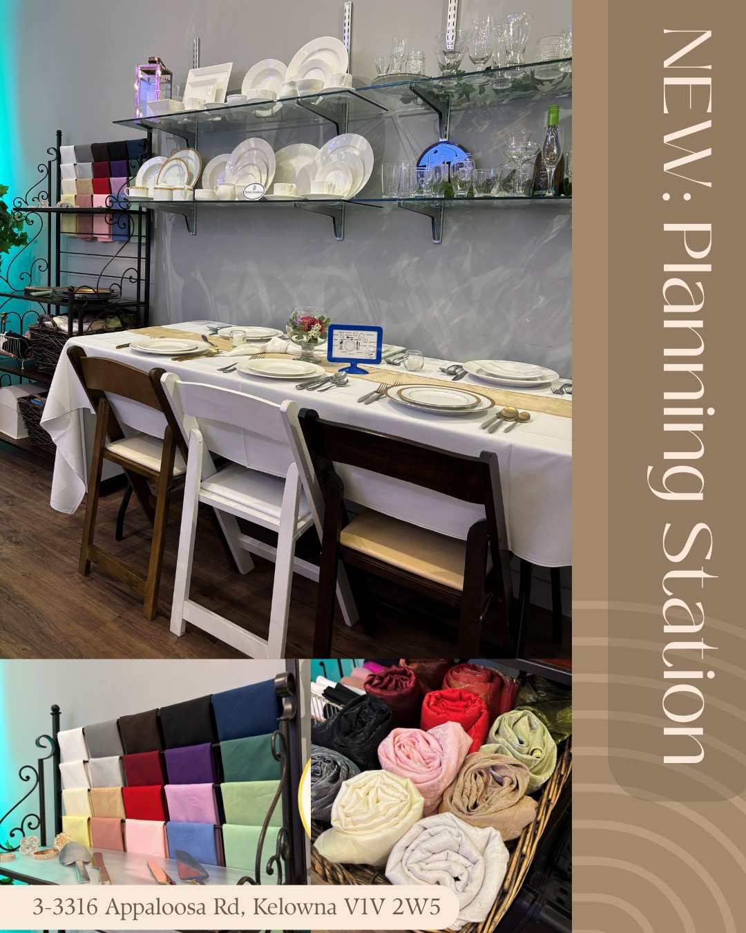 ๐ Weโve reorganized our showroom! ๐
Come visit us to see whatโs new!
โ
Our most popular lounge sets on display
โ
ALL NEW planning station where we can walk through all your options for place settings, table linens, and more
โ
Design inspo for your decor, pipe & drape, and more
Plus, visit the showroom for a complimentary planning session in the month of February and you will receive a voucher for $50 off your next rental of $500 or more!
Our team of rental experts is here to answer all your questions and guide you through the rental process.
DM, Email, or Call us today to book your complimentary planning session!
-
#KelownaEvents #OkanaganWedding #KelownaEventRental #kelownaweddingrentals
*voucher does not apply to delivery rate or taxes. One voucher per customer and event. May not be combined with other offers.