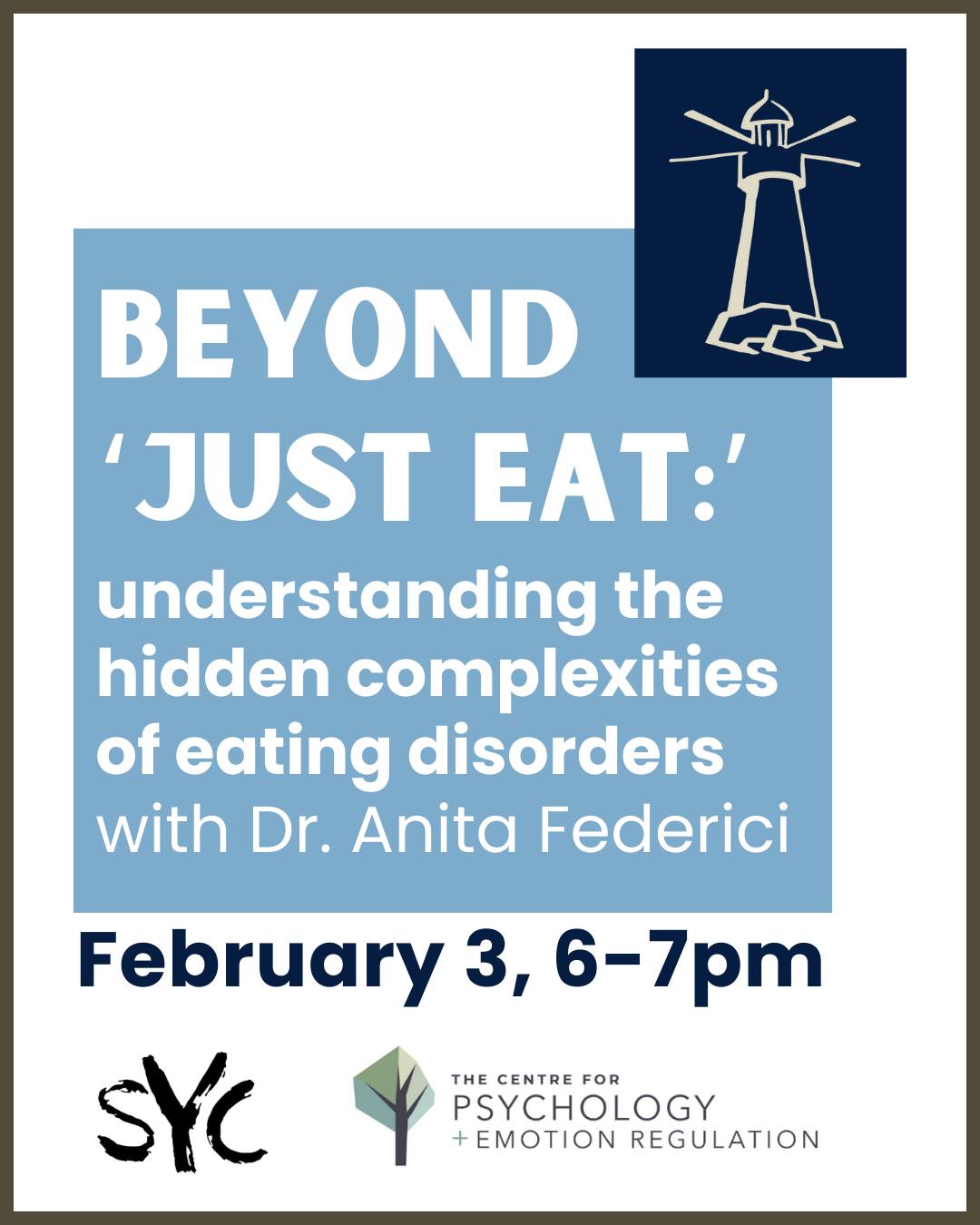 Eating disorders are way more complex than most of us realize.
Tomorrow night, Dr. Anita Federici is presenting a free webinar that goes beyond the stereotypes to explore what happens in the brain and body when someone struggles with disordered eating.
You’ll learn about lesser-known features of eating disorders, including how sensory sensitivities and disorders like Avoid/Restrictive Food Intake Disorder (ARFID) can arise outside traditional stereotypes of anorexia or bulimia.
🗣️ Beyond ‘Just Eat' - Understanding the hidden complexities of eating disorders
📅 Tuesday, February 3, 6:00-7:00pm
💻 Zoom. (Event and registration link can be found in our bio.)
💙 Thank you @soundyouthcounselling for hosting this event (and the many others!) that provide accessible mental health education and resources. You truly care about your community and it shows!