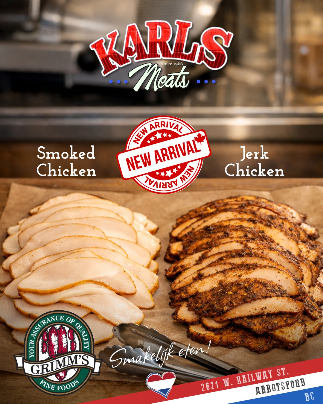🔥 NEW PRODUCT ALERT at Karl’s Meats! 🔥
We’ve just brought in brand-new deli items from Grimm’s Fine Foods, and they’re already getting noticed in the deli case 👀
🥩 Zero Sugar Smoked Chicken
All the rich, smoky flavour you love — with zero sugar. Clean, simple, and perfect for sandwiches, wraps, salads, or quick lunches.
🌶️ Spicy Jerk Chicken
Bold, savoury spice with a gentle kick and only 1g of sugar per 100g. Big flavour without the overload.
👉 Be one of the first to try these new Grimm’s products!
Stop by the deli counter today, ask for a sample, and have it sliced fresh just the way you like it.
📍 Available now at Karl’s Meats — while supplies last!
Smakelijk eten! 😋
— The Karl’s Meats Team 💪
#KarlsMeats #NewProduct #GrimmsFineFoods #NewAtKarls #ZeroSugar #LowSugar #DeliMeats #SmokedChicken #JerkChicken #ProteinPacked #SupportLocal #DutchHeritage
