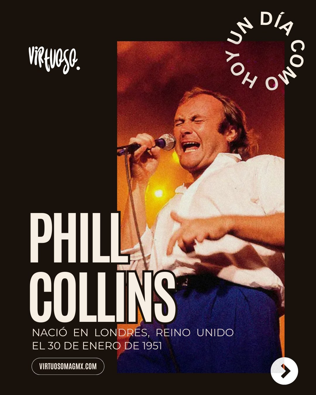#UnDíaComoHoy, pero de 1951, nació el icónico Phill Collins, la voz y baterista que supo ser frágil sin perder fuerza y el ritmo.
Este día, Collins celebra su cumpleaños número 75 siendo uno de los artistas que marcan generaciones gracias a su forma muy humana de entender la música.
#PhillCollins #Música #Music #Rock
