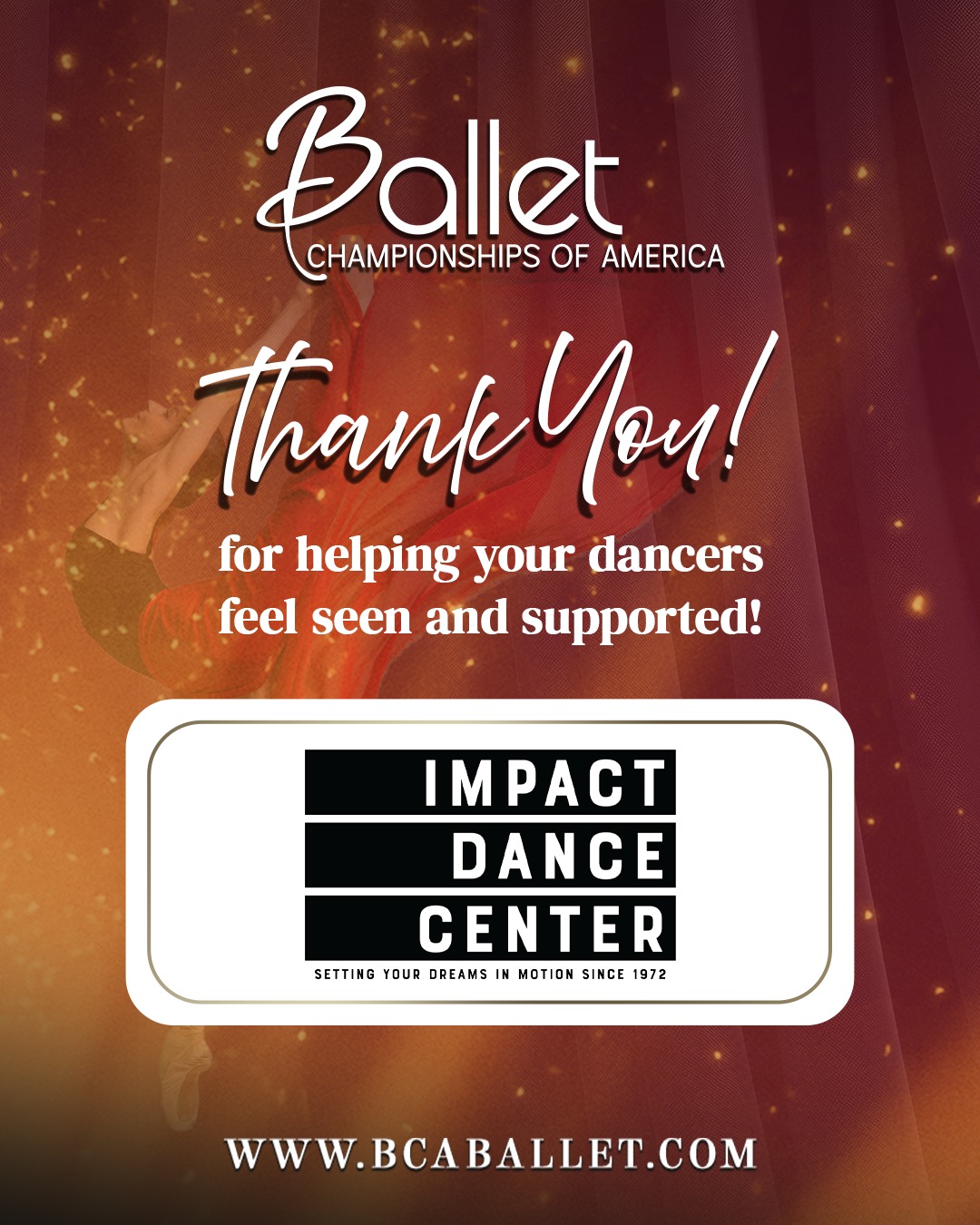 Impact Dance Center, @impactlosal thank you for attending BCA Los Angeles and for the trust you place in us. Your dancers showed strength, artistry, and confidence. Studios like yours are what make this community so special.