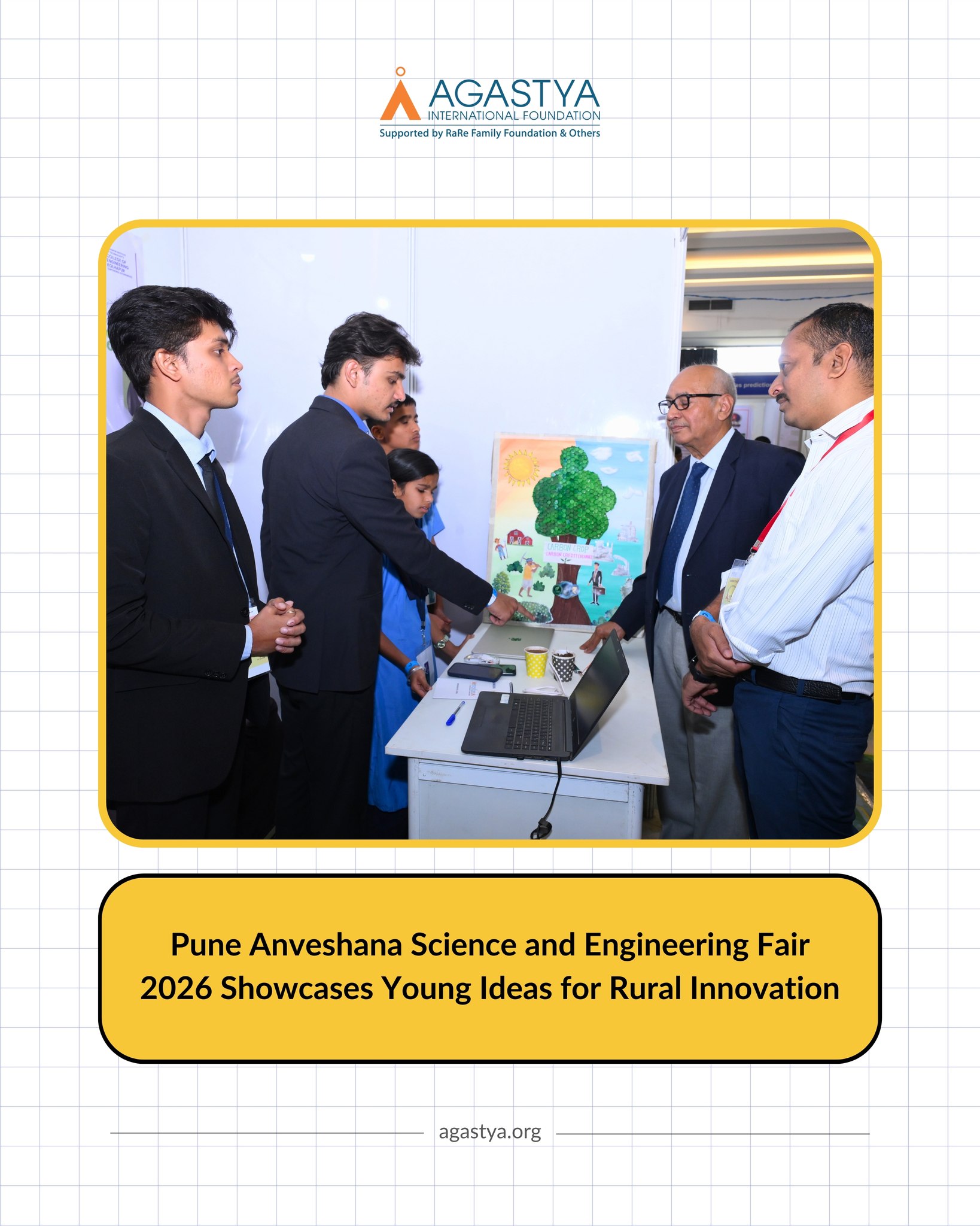The second edition of the Pune Anveshana Science and Engineering Fair was held in partnership with Samsung Semiconductor India Research on 22 and 23 January 2026.
The fair received an overwhelming response, with more than 290 project ideas submitted by engineering colleges across Maharashtra. From these, 29 projects by 45+ School Children and 45+ engineering students were shortlisted and showcased at the event.
Working around the theme “Future Fabric: AI, Semiconductor, and Innovation for Rural India,” participants presented ideas that reflected curiosity, creativity, and real-world thinking. A night skywatch session added a memorable learning experience for the participants.
At the valedictory ceremony, 11 projects were declared winners and awarded prizes. The fair also saw strong engagement from schools, with over 1,500 School Children visiting the exhibition across two days.