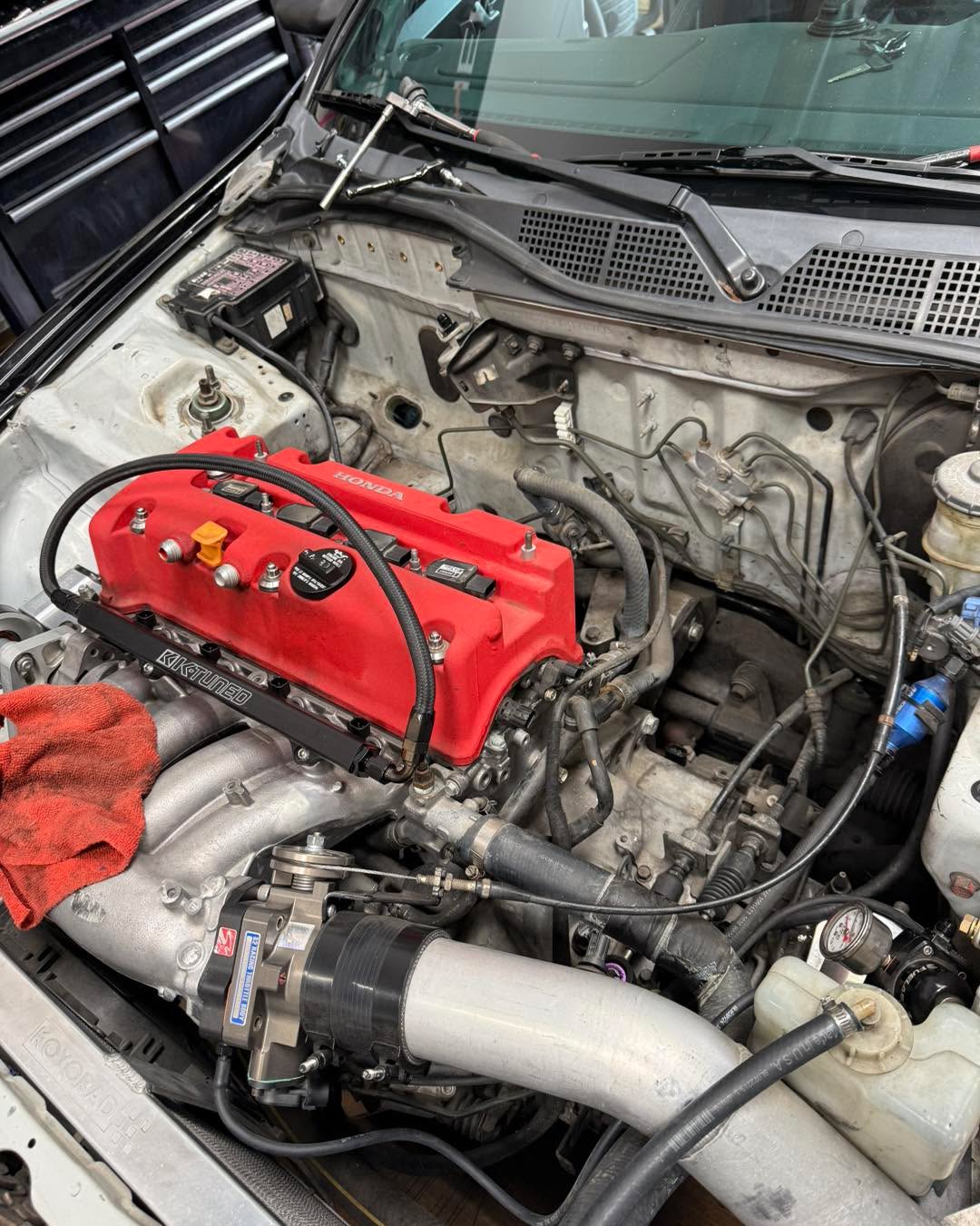 From working on Z’s and now some Honda race stuff. Preparing this one for a track event at chuckwalla in March. Got to get as much done before we leave to Japan. This thing is going to fly.