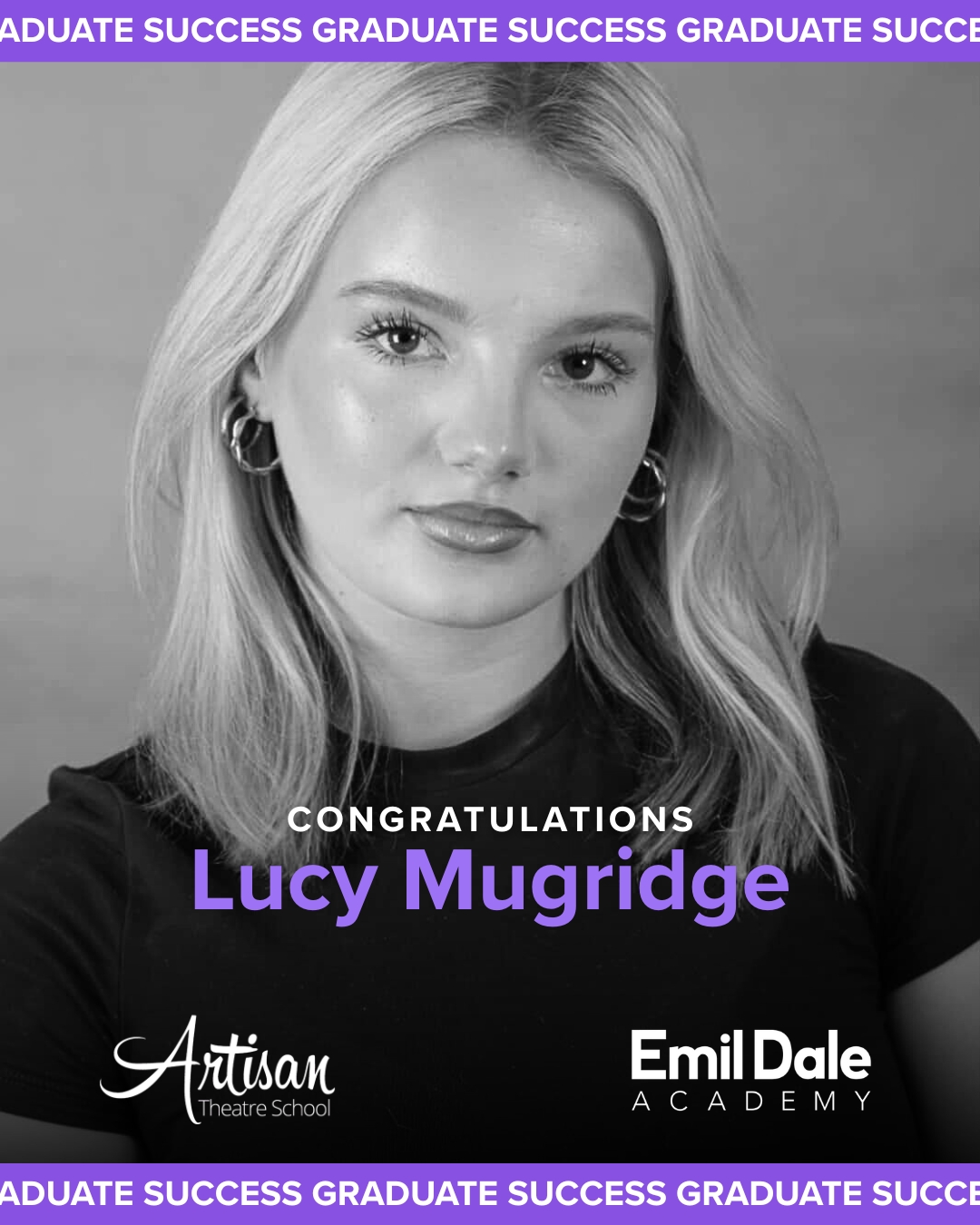 🌟 Proud Moment 🌟
We are absolutely thrilled to share that our graduate student Lucy Mugridge, who has trained with Artisan Theatre School for 10 years, has been awarded a place in Musical Theatre at Emil Dale Academy from September.
Lucy’s dedication, passion and commitment over the years have been truly inspiring, and this is such a well-deserved achievement.
We are so proud of you, Lucy, and can’t wait to see where your journey in musical theatre takes you next 👏🏼🎭