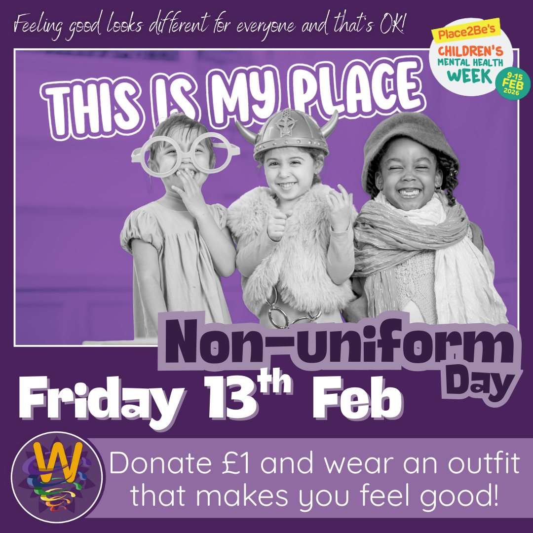 🎉 We’re excited to take part in Children's Mental Health Week with a non-uniform day on Friday 13th February! Join us in supporting @_place2be and raising vital funds for children’s mental health.
💜 Every donation helps to make a difference.
.
.
.
#CMHW2026 #ChildrensMentalHealthWeek #place2be