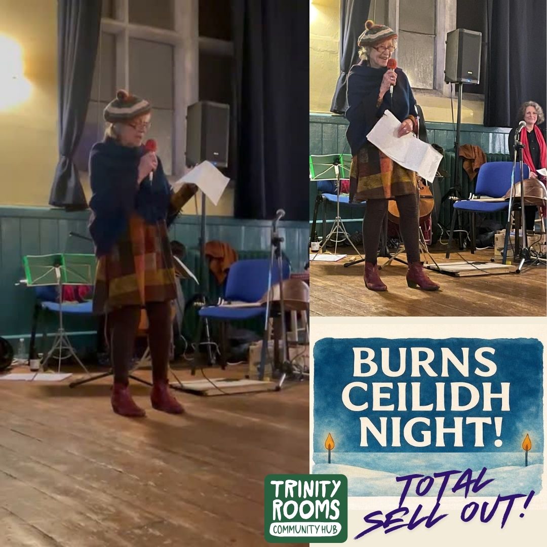 A BIG thank you to all who came along, helped out, and supported our amazing array of fantastic January events.
You all made them such wonderful and inspiring times at our Trinity Rooms Community Hub in Stroud!
So here is just ight pages celebrating just a taste of all the awesome-ness….
🌟Our Burns Ceilidh Night was a sell out - a big thank you to our wonderful Anita for her poetry reading.
🌟Plus, dancing shoes were on for a good old community jig.
🌟The first eco repair cafe of the year was a buzz and we were delighted to feature the fabulous emergence.
🌟Our Trinity Rooms were packed out for the inspiring Heavens Histories event we hosted at our Community Hub!
🌟Delicious food for all continues to be served up at Community Cafe Friday each week.
🌟 Followed by great activities for kids with two totally rad youth club sessions that also run every Friday.
🌟 A lovely array of woven baskets were created in our hireable base room.
🌟 One of the many menu’s our talented chef and volunteer cooks/bakers/helpers whipped up from donated, seasonal and surplus local produce, plus essential pantry items.
Let's make the rest of the year full of such local highlights and great achievements. Promoting community, connection, and growth.
We need good energy more than ever, and can’t wait to share more positivity your way. #Stroud and Proud.
#Events #ConnectingPeople #Painswick #Food #Chalford #Sustainability #Activism #Amberley #Nailsworth #Creativity #Volunteering #SupportingLocal #Gloucestershire