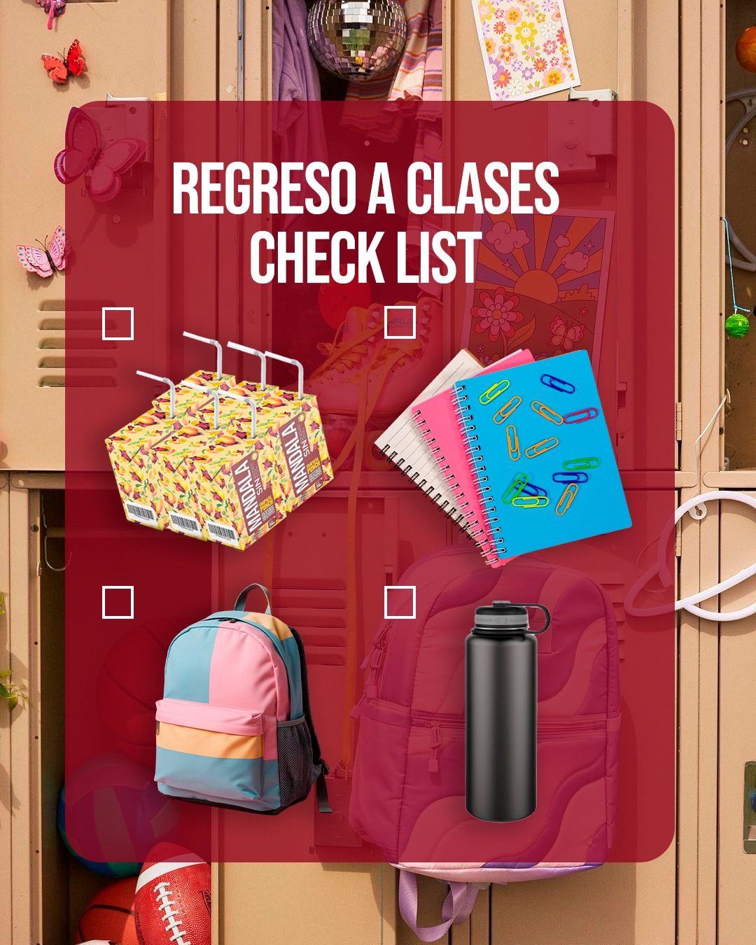 Checklist de regreso a clases:
📚 Todo listo para aprender.
✏️ Todo listo para escribir.
🧃 Todo listo para refrescarte.