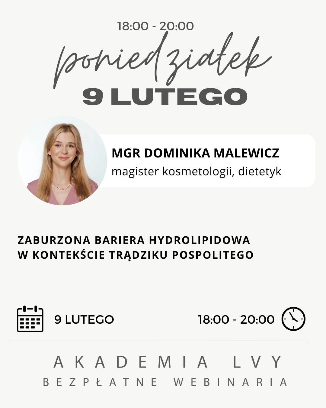 Zaburzona bariera hydrolipidowa w trądziku.
Czy wiesz, że większość terapii trądziku nie działa dlatego, że… bariera hydrolipidowa jest w kryzysie?
9 lutego 2026 podczas intensywnego szkolenia omówimy każdy element bariery HL i naskórkowej oraz ich wpływ na powstawanie stanów zapalnych.
Zrozumiesz, jak agresywna pielęgnacja, stres, rytm dobowy czy praca zmianowa potrafią rozregulować skórę i wywołać lawinę mikrozapalnych zmian.
Dowiesz się, jak dobrać składniki aktywne, jak budować plan naprawczy i jak projektować zabiegi, które nie pogorszą sytuacji.
To webinar obowiązkowy dla każdego, kto chce prowadzić terapie trądziku świadomie — w zgodzie z fizjologią, a nie przeciw niej.
@dominika.malewicz.kosmetolog