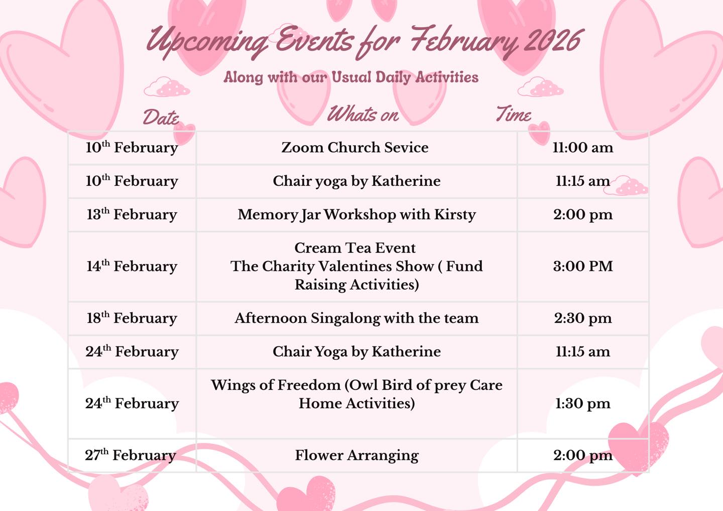 💕 Hello February 💕
Here are our upcoming Events for the month of hearts ✨