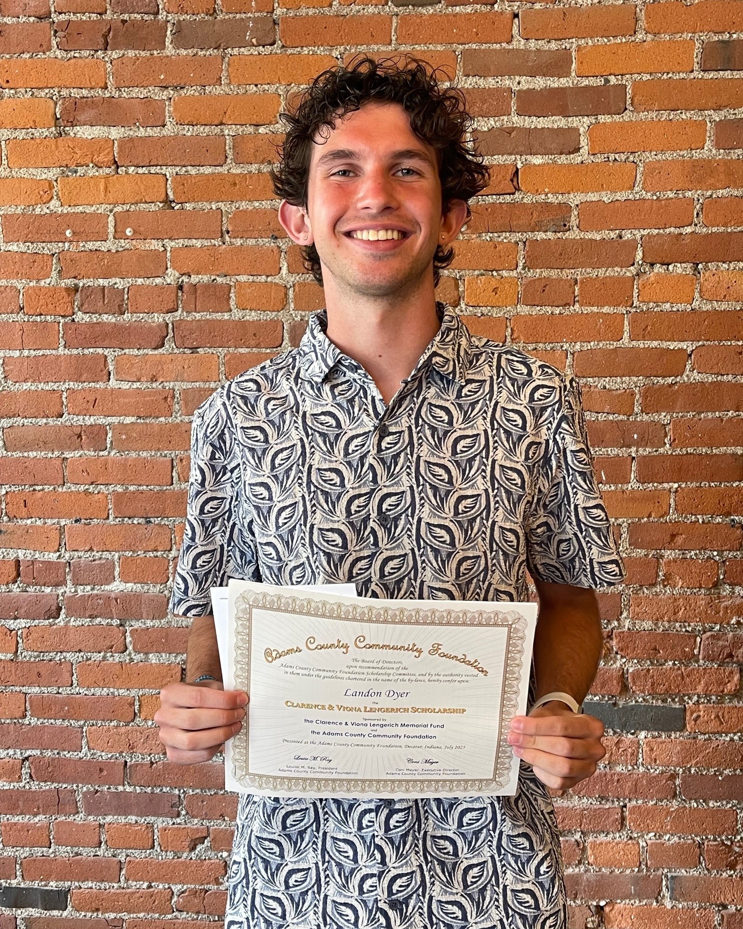 Pictured: Landon Dyer, Clarence & Viona Lengerich scholar. Landon is attending Purdue Fort Wayne and will major in finance.
Clarence ‘Dutch’ and Viona (Kirchner) Lengerich regarded education as one of the most important ingredients of a person’s life. They grew up during the Great Depression and did not have the opportunity to acquire more than an elementary education. They loved to read and recognized the importance of reading. When they lost their eyesight, they both enjoyed the benefits provided by the State of Indiana with Books on Tape. They lived in Adams County all their lives and in Decatur all 48 years of their married lives. Dutch worked for 35 years at Central Soya while Viona was a housewife.
As a math instructor at Ivy Tech, Don Lengerich, their only son, recognizes the importance of a solid education and has established this fund in loving memory of his parents to reflect the importance of life-long learning in all our lives.