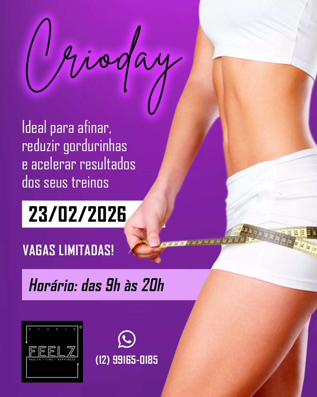 Um dia especial para cuidar de você no Studio Feelz ❄️
No dia 23 de fevereiro, nossa Estética preparou o CRIODAY, pensado para quem quer se sentir melhor com o próprio corpo e dar mais um passo na sua jornada de autocuidado. Será das 9h às 20h.
Tudo foi planejado com carinho para que você viva uma experiência tranquila, acolhedora e eficiente.
Agende seu horário pelo link da bio e venha viver essa experiência no Studio Feelz. As vagas limitadas!
Studio Feelz - você na sua melhor versão. 💜