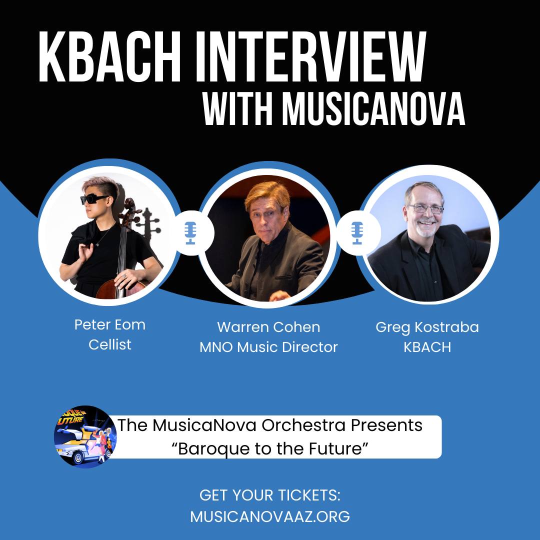 Warren Cohen, MNO Music Director, and Peter Eom sit down with KBACH's Greg Kostraba to discuss the upcoming concert, Baroque to the Future. Listen to the full interview with the link in bio!
Baroque to the Future will be this Saturday, February 7th, at Tempe Center for the Arts. Get your tickets at musicanovaaz.org or follow the link in bio!
#tempe #contemporary #greaterphoenix #baroque #concertseason2026 #tempecenterforthearts #LiveMusic #cellist #petereom
