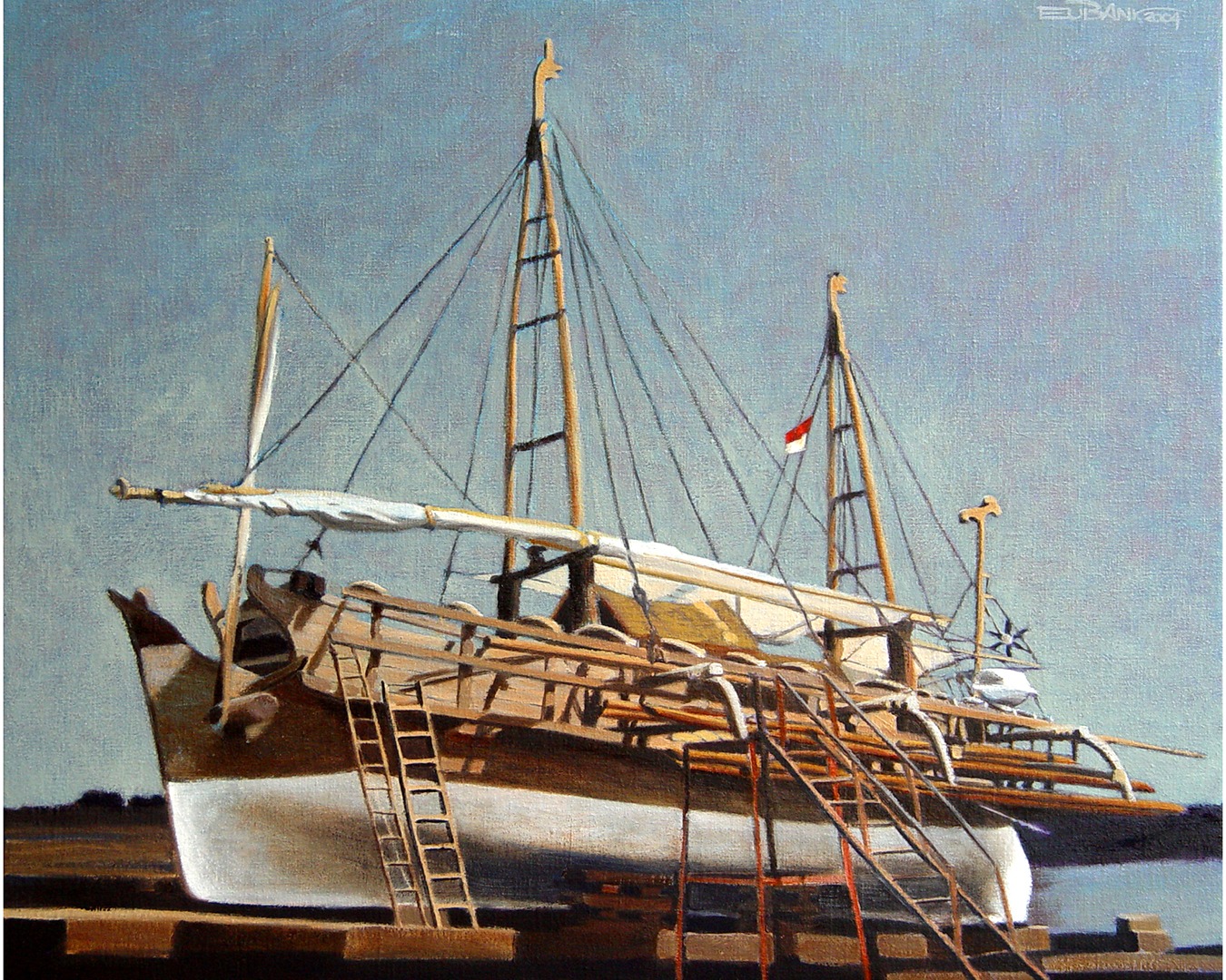 The expedition begins!
#FlashbackFriday
Danielle Eubank
#Semarang Dry Dock
Oil on linen
18x22 in
2004
#losangelesartist #originalartwork #water #reflection #indianocean #waterartist #waterpainting #boats #borobudur #FBF #samudra #raksa #semarang #Indonesia