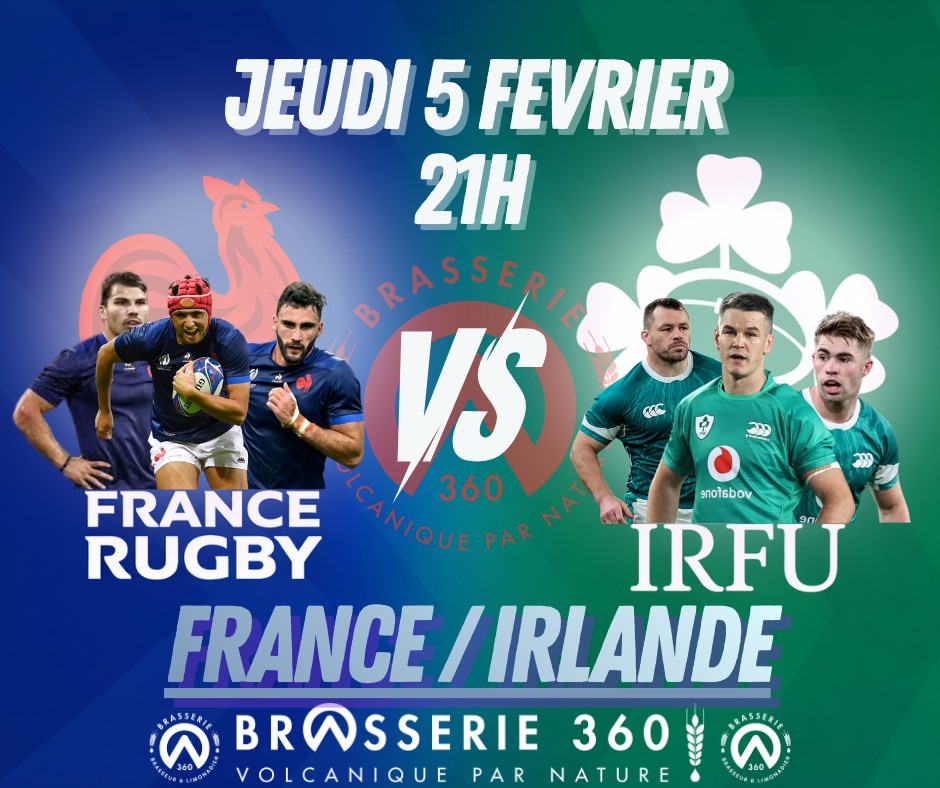 C'est le lancement du tournoi des six nations ce jeudi 5 février 🏉
Venez nombreux encourager notre équipe de France autour d'une bonne bière volcanique. 🍻
Diffusion sur écran géant avec des planches apéros disponibles . 😀