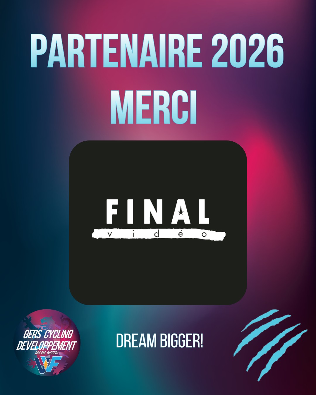 🔹 Partenaire clé de la communication du Gers Cycling Développement 🔹
Raconter un projet, c’est aussi savoir le montrer.
Avec @@final__video, le Gers Cycling Développement s’appuie sur un partenaire engagé dans la réalisation, le tournage et le montage vidéo.
Final Video accompagne le GCD pour capter les temps forts, mettre en lumière les athlètes, le staff et les partenaires, et donner une identité visuelle cohérente à l’ensemble du projet.
Un partenaire essentiel pour faire vivre le GCD en images et renforcer notre communication.
🤝 Merci à Final Video pour son engagement à nos côtés.
Rêvons plus grand, ensemble 🚴♂️🎥✨