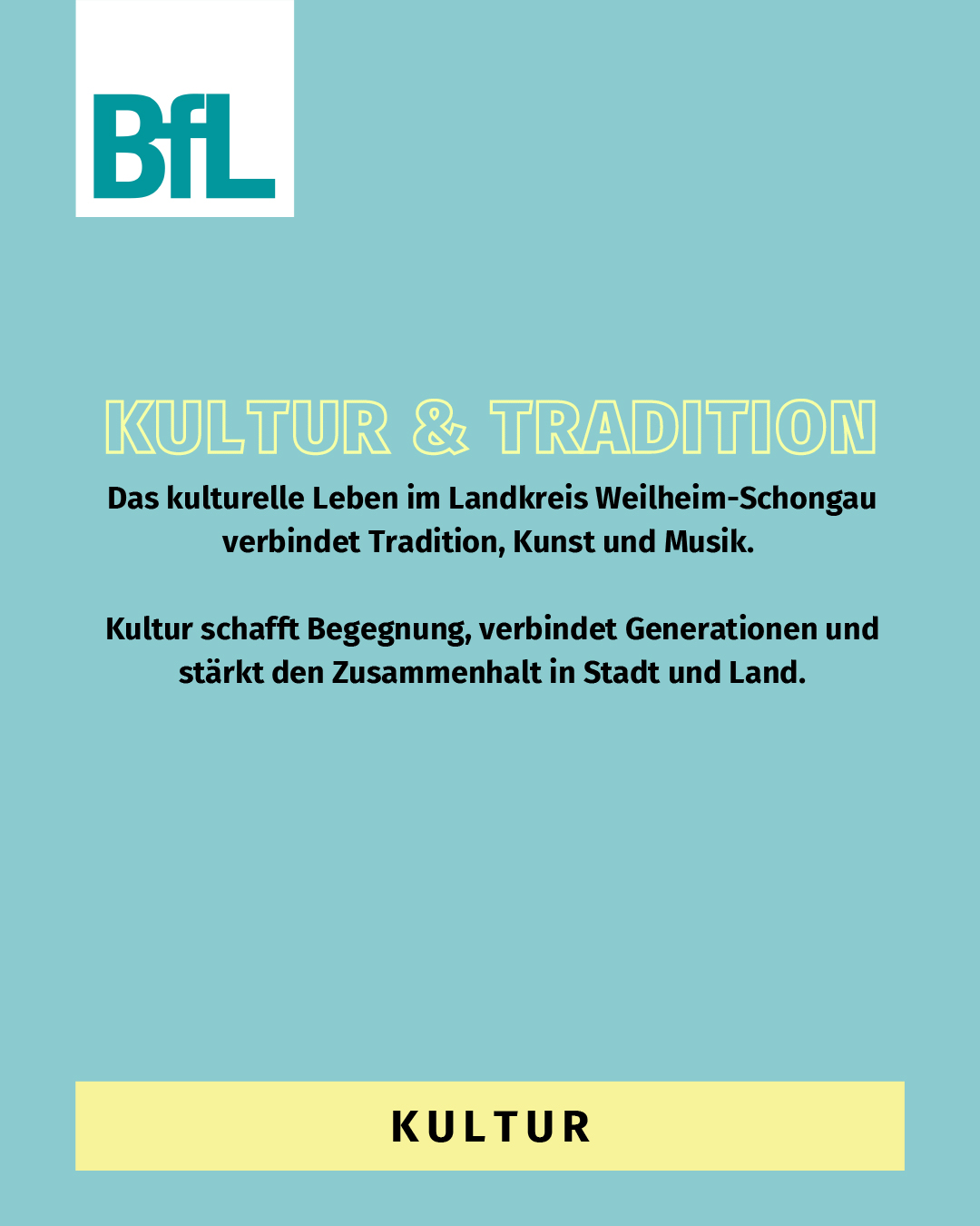 🏛️✨ Kultur, die verbindet
Weilheim-Schongau lebt Tradition, Kunst und Musik: Museen, Klöster, Konzerte und Feste schaffen Begegnung, stärken Zusammenhalt und machen unsere Region einzigartig.