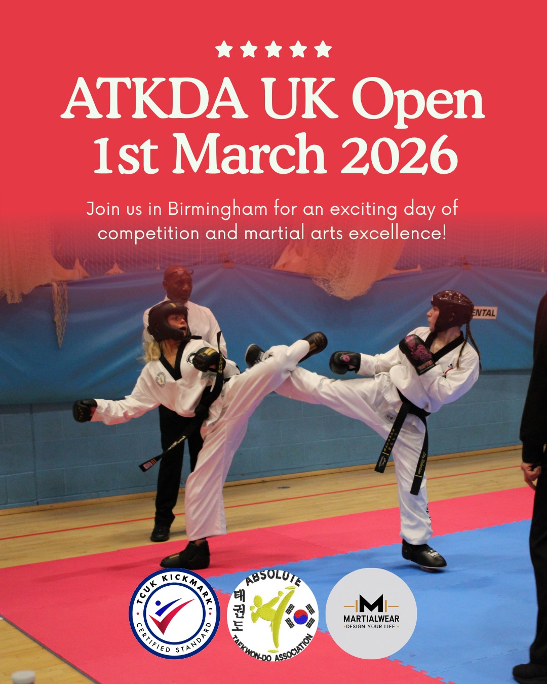 🥋 We’re Attending the ATKDA UK Open 2026!
Exciting news team — Sovereign Taekwondo will be attending the ATKDA UK Open 2026 and we’d love as many of our students as possible to take part!
This is a friendly, well-organised competition and a great opportunity for students of all ages and grades to gain valuable ring experience.
📅 1st March 2026
📍 Birmingham, UK
Competitions are fantastic for:
✅ Building confidence
✅ Developing skills
✅ Challenging yourself
✅ Supporting your teammates
If you’d like to enter, please speak to Mrs Doyle in class, as soon as possible to get your entry in and secure your place.
Let’s represent Sovereign Taekwondo with pride and make it a great day together! 🥋💪
#SovereignTKD #ATKDA #Taekwondo #TaekwondoCompetition #TeamSovereign
#teamsovereign
Absolute Taekwondo Association ATKDA