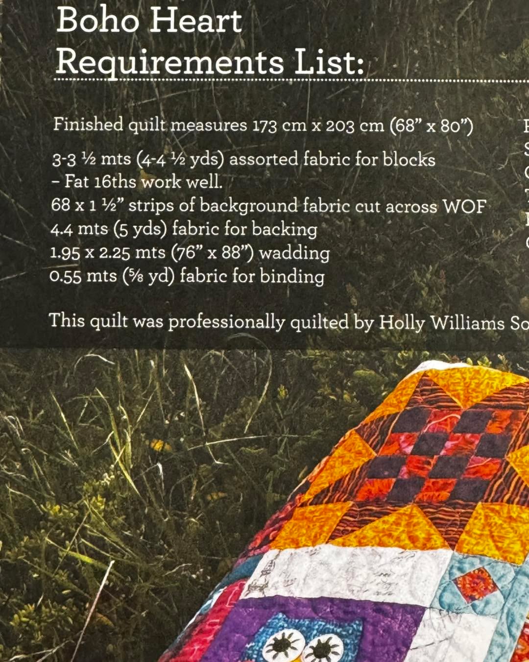 Here are the fabric requirements for those of you waiting to get your pattern. In case you don’t know, we are doing a free Boho Heart Sew Along! We will stitch about a dozen blocks each month, have community sewing time, and free tutorials.
Link to sign up: https://www.facebook.com/share/14RLtdvSgix/?mibextid=wwXIfr