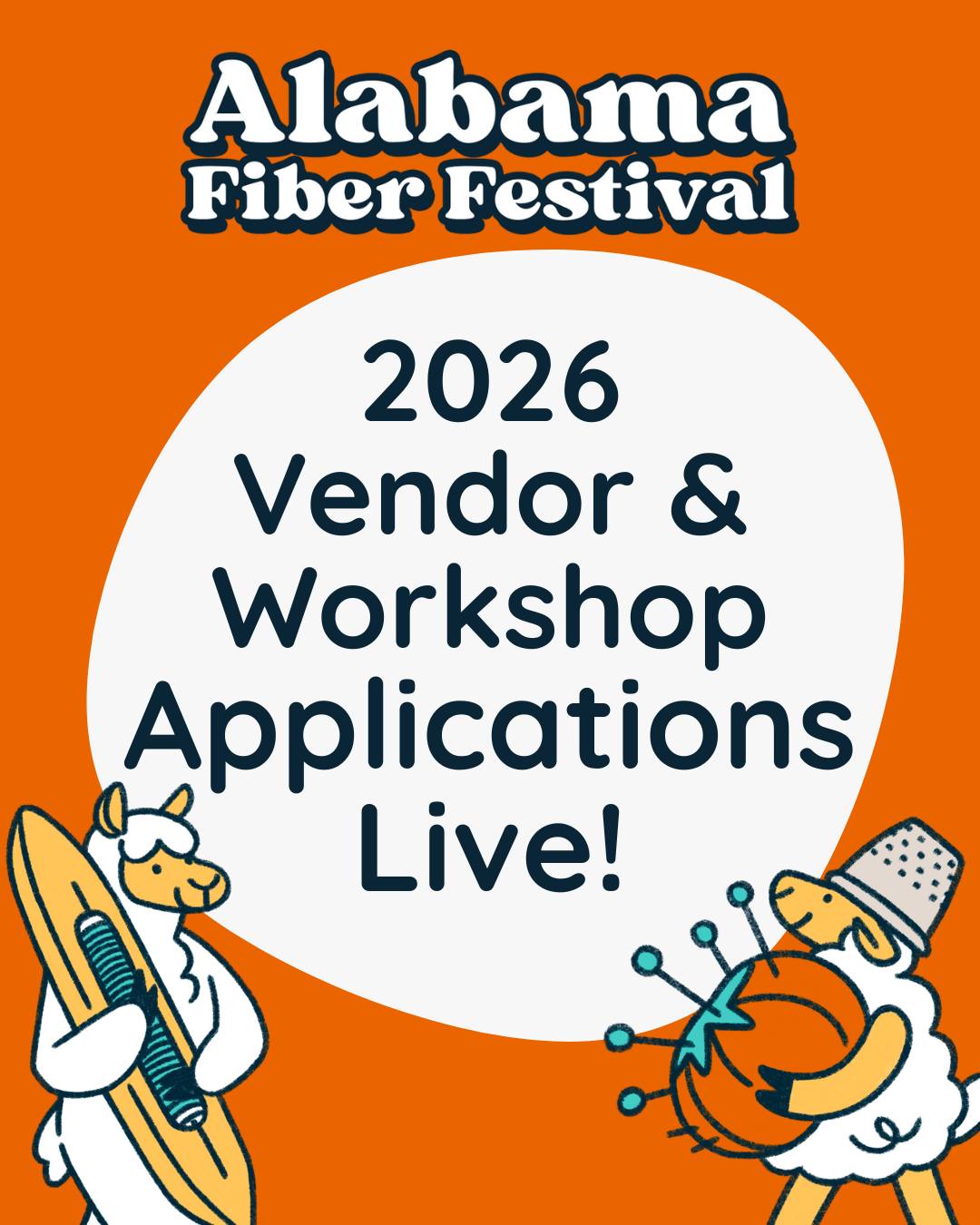 Vendor and workshop applications are officially open for the 2026 Alabama Fiber Festival!
📅 November 13 - 14, 2026
📍 Vestavia Hills Civic Center
We are welcoming fiber artists, makers, dyers, educators, and small businesses to apply to be part of our 2026 festival. This year we are using FiberHive to manage applications and listings, making the process smoother for everyone.
🔗 Apply now: alfiberfest.com/apply
🧶 Vendors: Apply to be part of our marketplace
📚 Instructors: Apply to teach a workshop and share your skills
If you joined us last year and use the same email address, your business listing may already be waiting for you. Just log in, review your info, and apply directly within the event.
Questions or issues? Reach out anytime. We cannot wait to see what you bring to the 2026festival!
