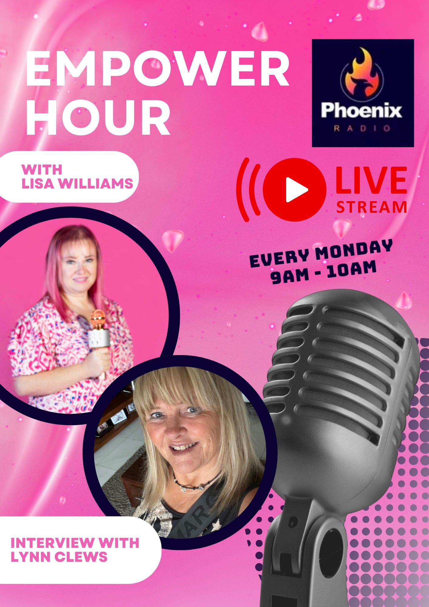 Today is radio day... let's kick off the week with an Empower Hour.
I am interviewing Lynn Clews 🩷
If you have any requests drop them below.
If you want to listen in ask alexa to play Phoenix radio Wales 🙏