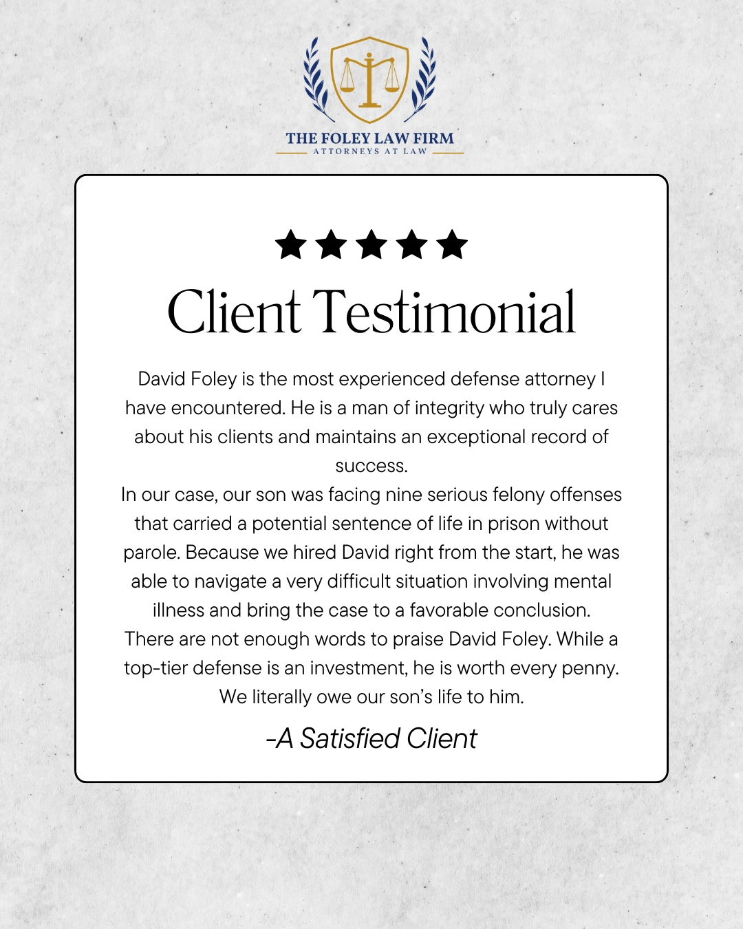 When the stakes are life in prison, experience is the only thing that matters. 🛡️
This moving testimonial from a client highlights exactly why we do what we do. Facing nine serious felonies is a weight no family should carry alone. Because they trusted our team from day one, we were able to navigate the complexities of the case and secure a future for their son.
At The Foley Law Firm, we don't just provide a defense; we fight for your life. 🤝
📞 (719) 757-1182 🌐 davidfoley.net
#TheFoleyLawFirm #coloradosprings #defenseattorney