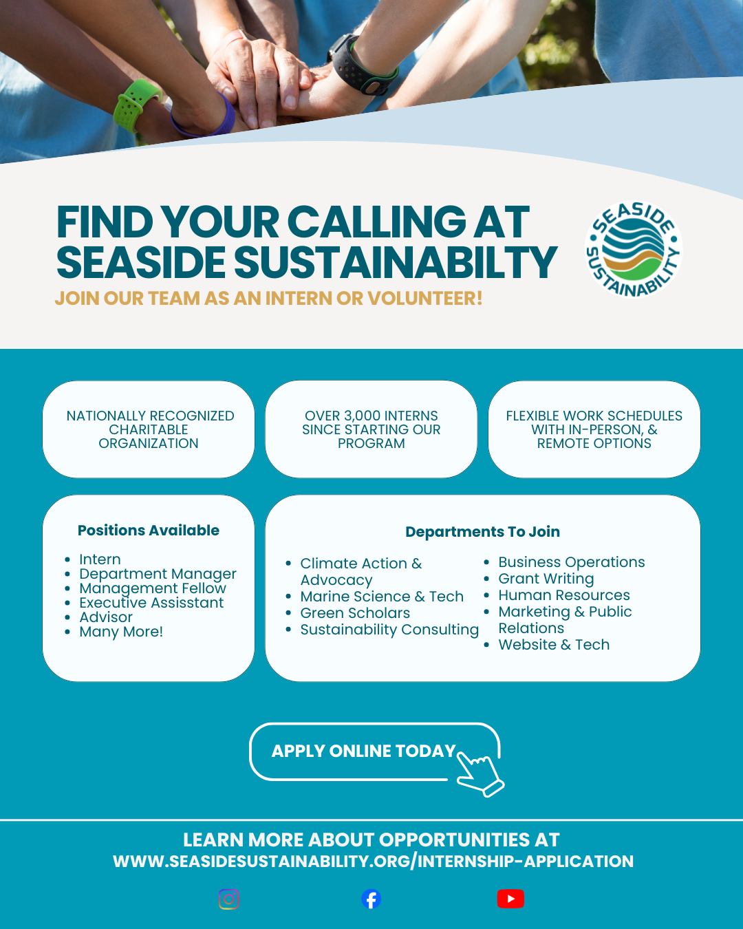 At Seaside Sustainability, we always have a place for those looking to make a difference! ♻️
Check out some of our incredible opportunities online to join our team in making the planet a better place! 🌎. click the link in our bio ☝️
#SeasideSustainability #Volunteer #Intership #opportunity