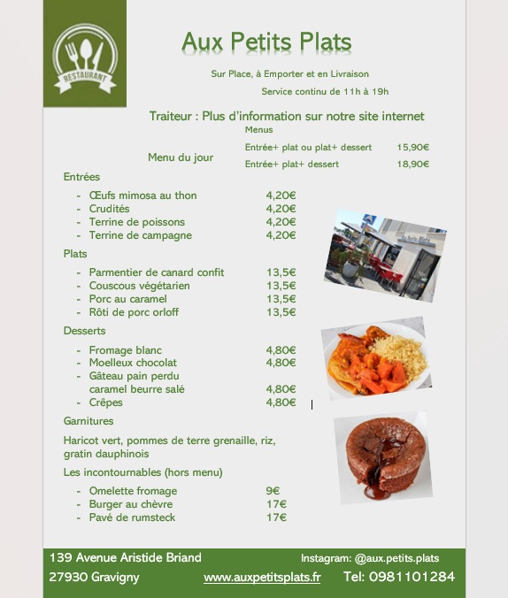 Menu du jour mercredi 4 février.