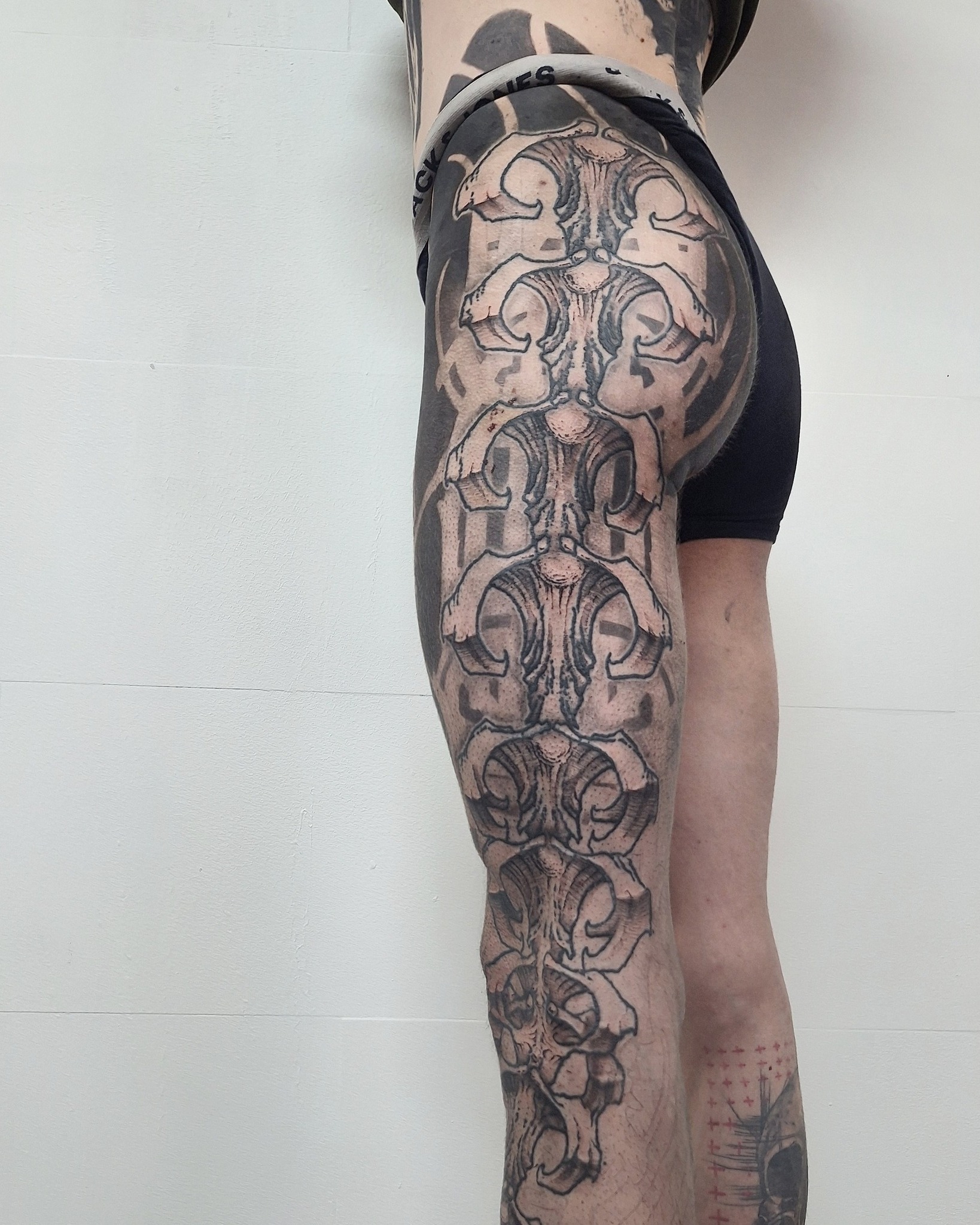 Spinal precision. by @elliecitadel
A blackwork piece where spinelike links dangle down a leg. A statement piece at best!
Done at @thelostoasistattoo
Spring is not here yet, but we know how to get you comfy -- A good cup of coffee and a badass tattoo in a cozy warm shop will melt that winter blues away!
✨ Want ink like this? 👉 DM @elliecitadel or email deroy.eliot@gmail.com to book your spot! ✉️