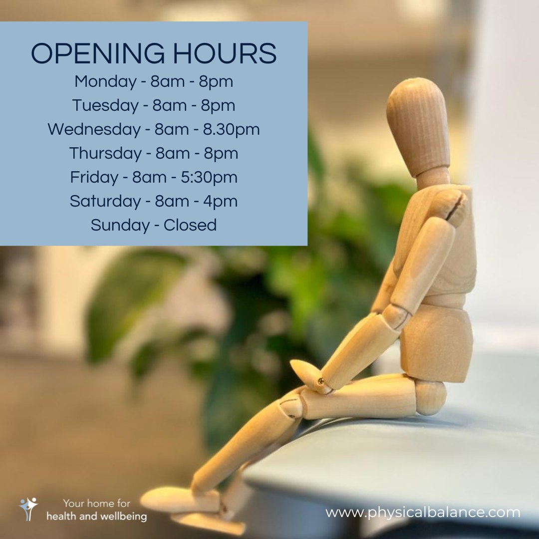 We know how busy life is so our aim is always to make visiting us as simple as possible. We open at 8am, 6 days a week and close between 5:50pm and 8.30pm depending on the day (and 4pm on Saturdays) so we're here as and when you need us. Plus, all appointments can be made online 24 hours a day by visiting our website (link in the bio) or by calling us on 01256 770022 in clinic hours and we'll be happy to help 😊 #physicalbalance #thestudioatphysicalbalance #basingstokeclinic #physicalbalanceopeningtimes