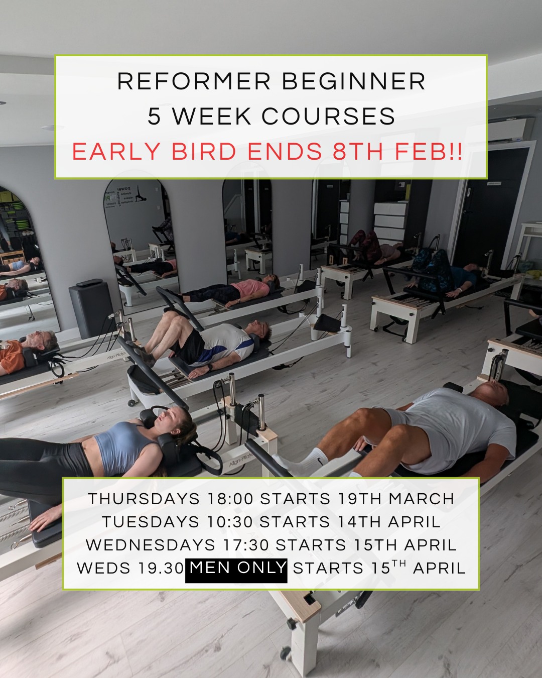 Last chance! EARLYBIRDWINTER26 code expires at midnight tonight. You can use the code on the following 5 week Beginner Pilates courses on the Reformer:
🥰Thursdays 18:00 starts 19th March
🥰Tuesdays 10:30 starts 14th April
🥰Wednesdays 17:30 starts 15th April
🥰MEN ONLY Weds 19:30 starts 15th April
Use the code for a mammoth £14.50 discount before midnight tonight. Book via the homepage of our website.
#backpainexercises #pilatesnearme #smallgrouppilates #upminsterdads #pilatesreformerstudio #pilatesformen #pilatesbeginner #lowimpactworkout