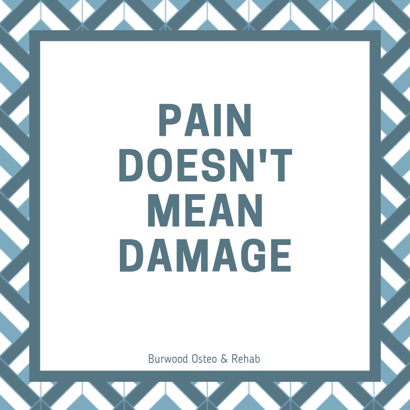 Pain does not mean damage. You can have pain without an injury, and an injury without pain.
Pain is your nervous system being protective. This is both helpful, and sometimes with longer term pain, its unhelpful.
With the right load, management and reassurance, the body is very good at calming things down.
If you've been avoiding movement because of pain, then speak with us, we want you moving and to stay moving.
#burwoodosteoandrehab #staymoving
.
.
.
.
#burwoodosteopath #osteopathy #exerciserehabilitation #injury #pain #osteo #movement #painrelief