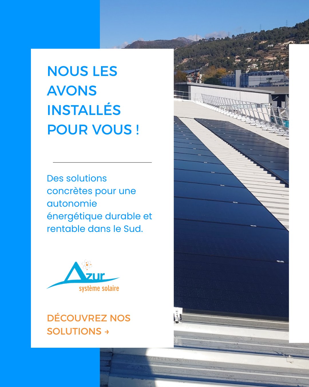 Le soleil brille pour tout le monde... mais tout le monde n'en profite pas encore de la même façon ! ☀️
Chez Azur Système Solaire, nous transformons le rayonnement de notre région en économies concrètes. On nous demande souvent : "Concrètement, qu'est-ce que ça change pour moi ?"
Nous avons résumé nos cas d'usage les plus demandés pour que vous puissiez vous projeter en un clin d'œil. 📈
De l'autoconsommation pure au stockage intelligent, il existe forcément une configuration adaptée à votre toiture et à vos habitudes de consommation.
Faites défiler pour découvrir nos solutions ! 👈
Un projet en tête ? Une question sur la rentabilité ? Contactez-nous en MP ou via le lien en bio ! 📲
#Solaire #EnergieRenouvelable #AzurSystemeSolaire #Photovoltaique #EconomieEnergie #PACA #Autoconsommation