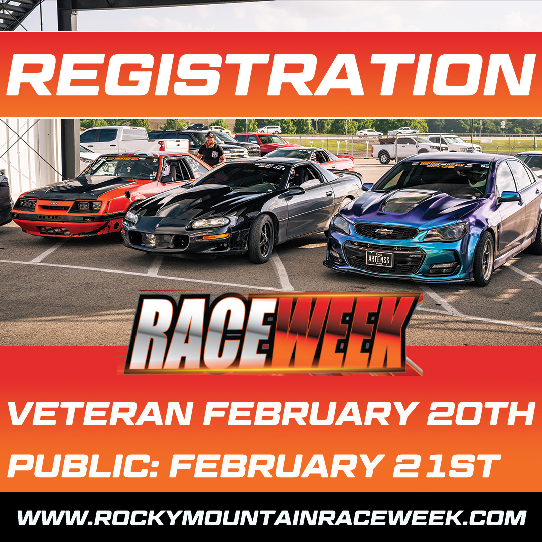 🚨 STAGE UP! IT’S GO TIME! 🚨
Purge the lines and build the boost! 💨 Registration for Race Week 2.0 is right around the corner. If you want a lane, you better be ready to hit the button.
Veteran: February 20th, 2026 (Email link) Public: February 21st, 2026, 9am MT
Racer Registration: $600
Jr Street: $450
Road Week: $275
#rockymountainraceweek #rmrw #raceweek2 #soldout #draganddrive #registration #dragracing #streetcar #savethedate #zerotosoldout #sendit