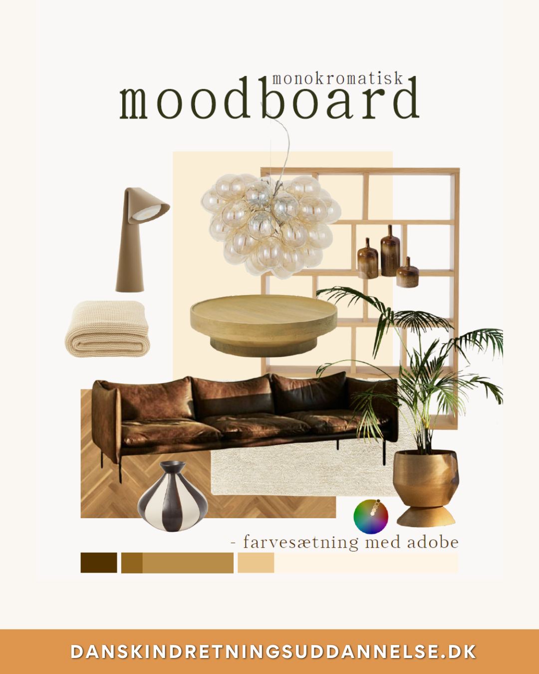 🎨 Her ses Anne-Kristines fine moodboards med farvesætning fra Modul 12 ✨
Farver er ikke bare “noget, der skal være pænt”.
Farver er det, der gør en indretning levende, harmonisk – og professionel.
Og det er præcis derfor, farvesætning er en vigtig del af vores uddannelse.
For som kommende indretningsarkitekt skal du kunne:
✅ skabe ro og sammenhæng i et hjem
✅ arbejde med kontraster, dybde og balance
✅ få rum til at føles større, lysere eller mere varme
✅ understøtte kundens stil – uden at det bliver kedeligt
✅ vælge farver, der spiller sammen med materialer, lys og møbler
Farver påvirker nemlig alt:
stemning, energi, funktion og oplevelsen af rummet.
Og det er her, en professionel farvesætning gør en kæmpe forskel.
For det er ofte farverne, der afgør om en indretning føles:
✨ “wow”
eller
😬 “lidt off”
Anne-Kristines moodboards fra Modul 12 viser virkelig, hvor stærkt et værktøj farvelære er – når du lærer det rigtigt.
Og når du kan farvesætte sikkert…
så kan du også skabe indretninger, der føles gennemførte, eksklusive og helt rigtige. 🤍