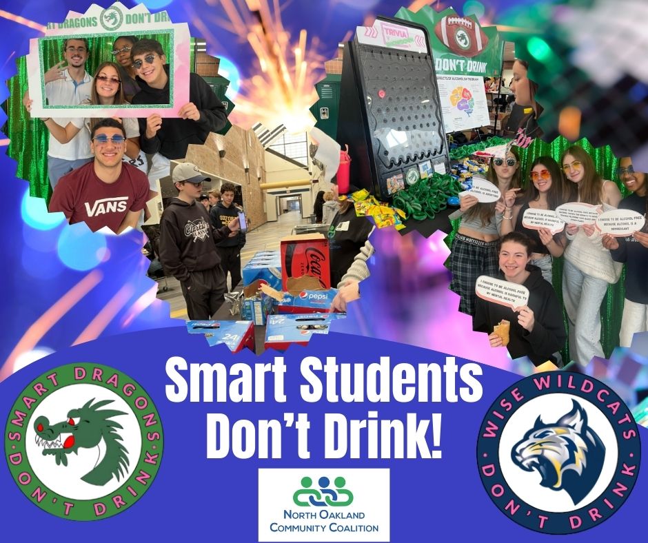 Smart Students Don't Drink, and they help NOCC spread the word!
During homecoming and prom season, NOCC brings Smart Dragons Don't Drink and Wise Wildcats Don't Drink into the high schools to talk with students about underage drinking--what it does to your body, your mental health, and your future.
Students stop by our tables to play games, answer trivia, win prizes, and help share the message of alcohol-free fun themselves. Prevention is about knowledge, choice, and community, and our students show up for all three!
For more information about alcohol use prevention, visit: https://www.noccmi.org/alcohol