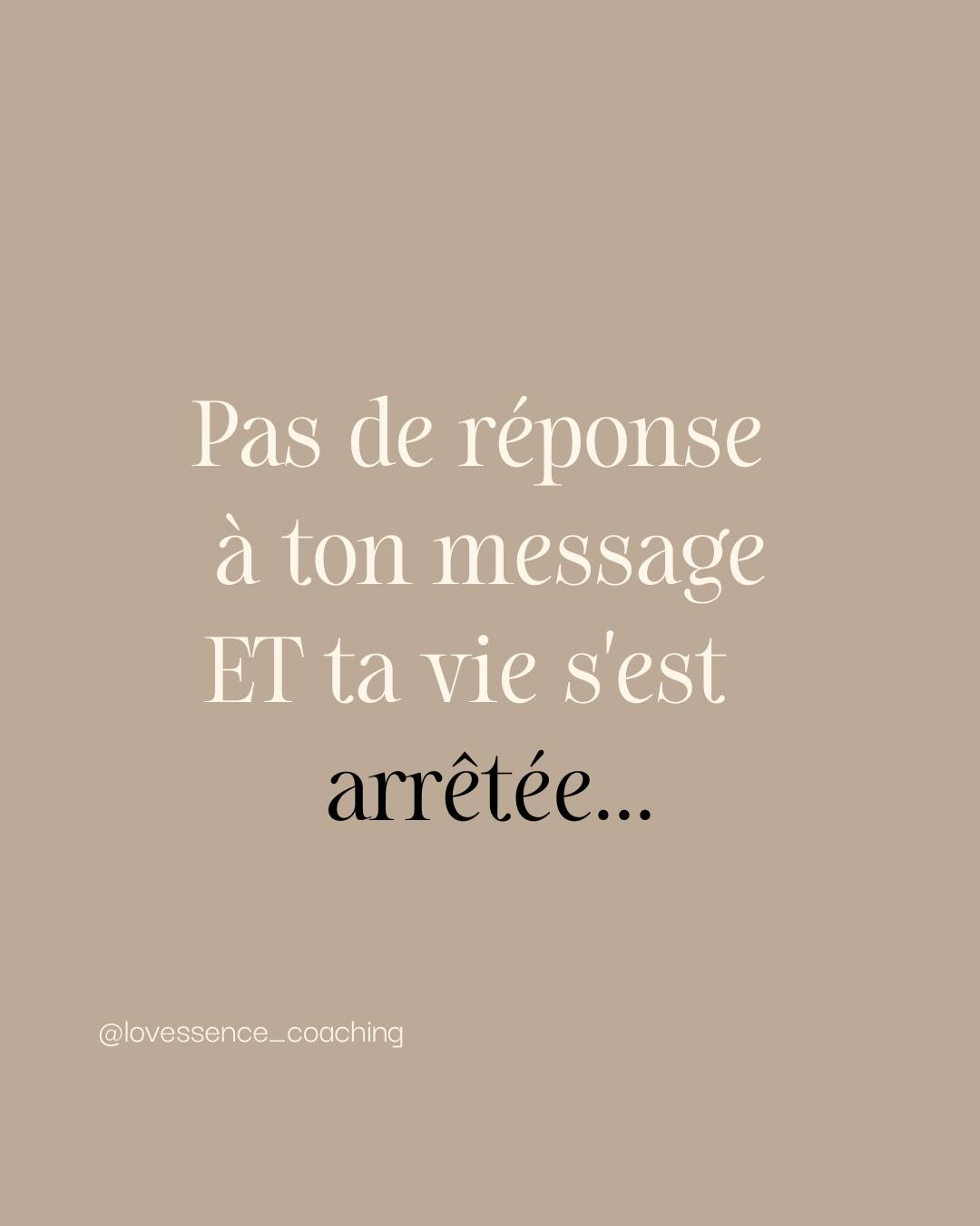 Pas de réponse à ton message.
Le silence, Et c'est le vide.
Le vide intérieur qui crie !
Et là, ça commence.
La moulinette mentale. "Qu'est-ce que j'ai fait ?"
"Pourquoi pas de réponse ?"
"J'ai dit quelque chose de mal ?"
Tu te décortiques. Tu te dévalorises. "Je suis nulle." "Je suis trop ceci, pas assez cela."
D'où ça vient ?
Une réaction aussi forte pour un simple silence ? De combien de minutes déjà ?
Ce chaos intérieur.
Cet effondrement.
Ce vide qui te fige.
D'où ça vient vraiment ?
Réponse jeudi. 💕
"Commente 💛 si toi aussi tu te reconnais (et oui, on est plusieurs)"