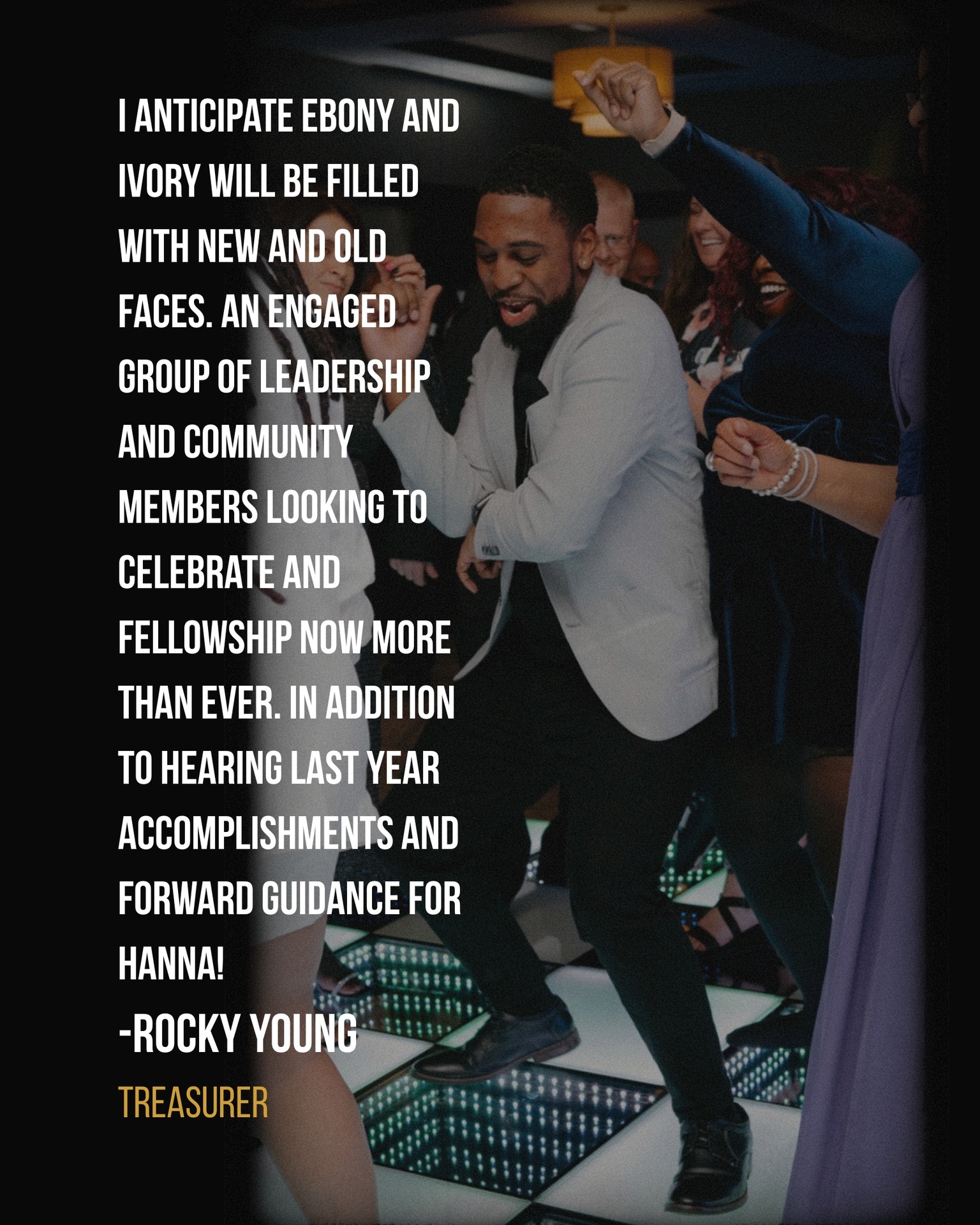 ๐จ Only TWO days left until Ebony & Ivory! Hear from our Treasurer, Rocky Young, on what makes this event so special. ๐ค
โ ๏ธ REMINDER: No tickets will be sold at the door!