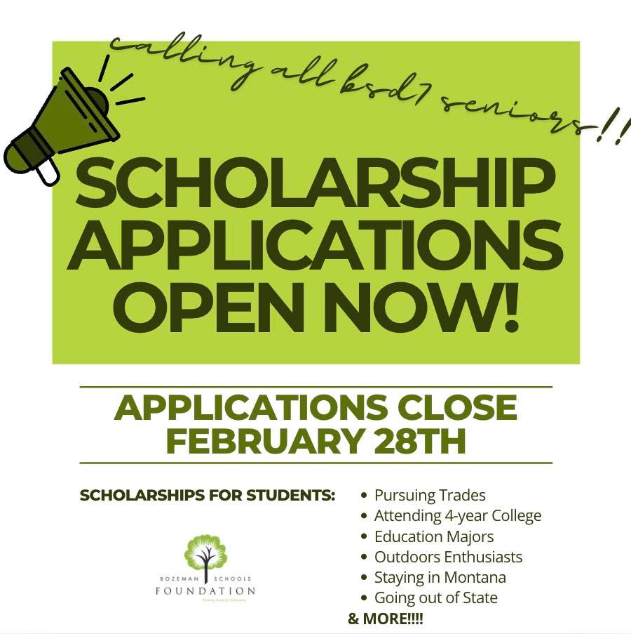 Calling all BSD7 seniors!! Our Community and Memorial Scholarship applications are now open! Whether you're planning to attend a four-year college, trade school, or join the workforce, we have scholarship opportunities for you!!
Apply today at the link in our bio!