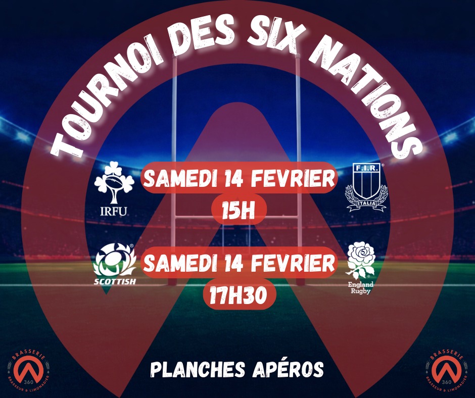 Deuxième semaine en approche du tournoi des 6 nations !🏉🍺
Diffusion en direct des matchs sur écran géant, bières fraiches, planches apéros et bonne ambiance!🍻