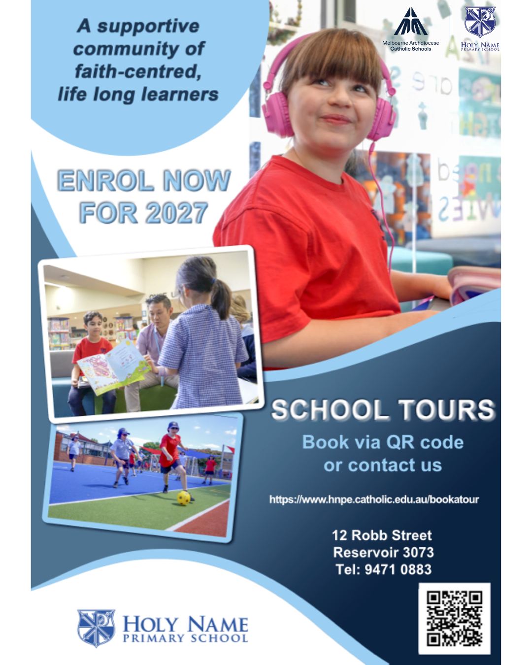 School tours for Prep 2027 begin this week. Book a tour or download a prospectus today. For further information please contact us at the office.