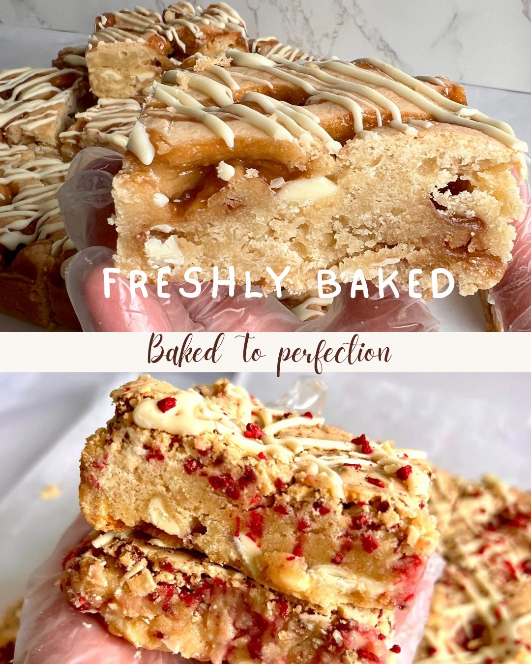 Two blondies, same buttery base, two completely different moods 🤍😋
One brings creamy white chocolate with a rich salted caramel centre, smooth, indulgent and deep.
The other folds in white chocolate with bursts of raspberry, soft, fruity and perfectly balanced.
Both gluten free and coeliac safe, made so you never have to choose between flavour and feeling safe.🥹
Are you going for rich caramel or fresh raspberry?👇
#GlutenFreeUK #CoeliacFriendly #GlutenFreeBlondies #LuxuryGlutenFree #GlutenFreeDesserts