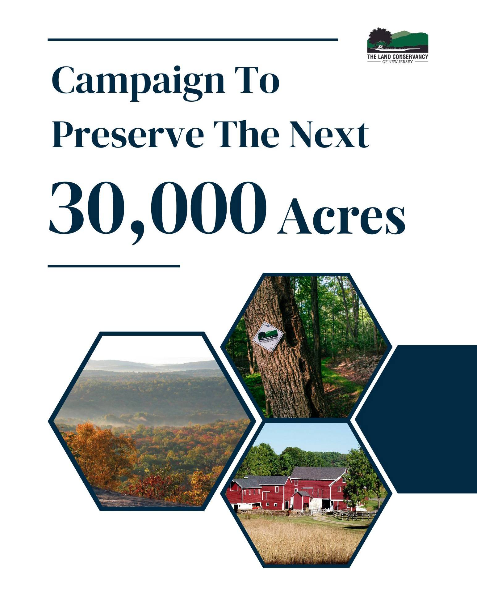 In September 2025, TLCNJ preserved its 30,000th acre—the culmination of our Preserve Now, Protect Forever campaign that engaged thousands of supporters and helped us become the statewide organization we are today.
We have now set a new goal, along with our conservation partners, for New Jersey to preserve an additional 500,000 acres by 2050. Only 1.4M acres of privately owned, undeveloped land remains to be preserved—or developed. To help us achieve this ambitious goal, TLCNJ is committing to preserve another 30,000 acres by 2050.
This will be a monumental challenge, but we can get there by using a powerful combination of tools—and of course, with the vital support of our community. We invite you to read our report that maps out how we’ll get there. Link in bio.