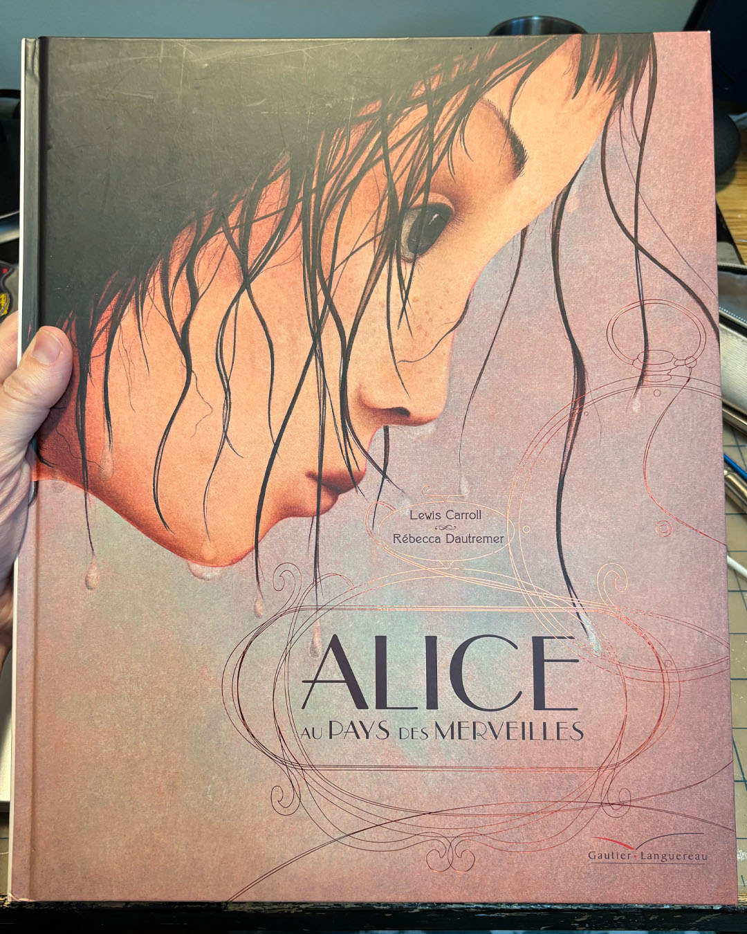 I have a pretty big collection of children's books that I LOVE to get lost in. When it comes to children's books, I'm mostly interested in the illustration style and the storytelling. That said, the main criteria for adding a book to my shelf is that it has to make me feel inspired to make my own art.
Within my collection of children's books, I also specifically collect illustrated editions of Alice in Wonderland. I picked up the one I'm sharing today when I lived in France fifteen years ago. It's illustrated by Rébecca Dautremer and it is absolutely stunning. She is very skilled at creating highly detailed and complex images, but she's also amazing at balancing very simple illustrations. I love the way she positions the characters and the unexpected way she crops them. And her colour palette is perfection. Here are a few of my favourite illustrations from that book.